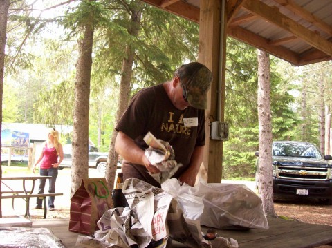 Big Zios opening his white elephant gift.