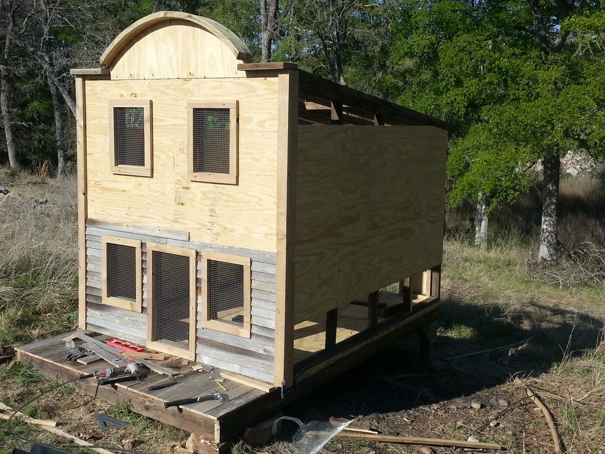 Boardwalk complete and siding begun.