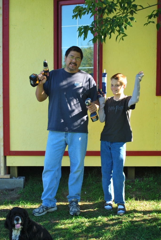 Boys are putting away the tools!  It took 10 weeks this summer to get this done- they are very proud