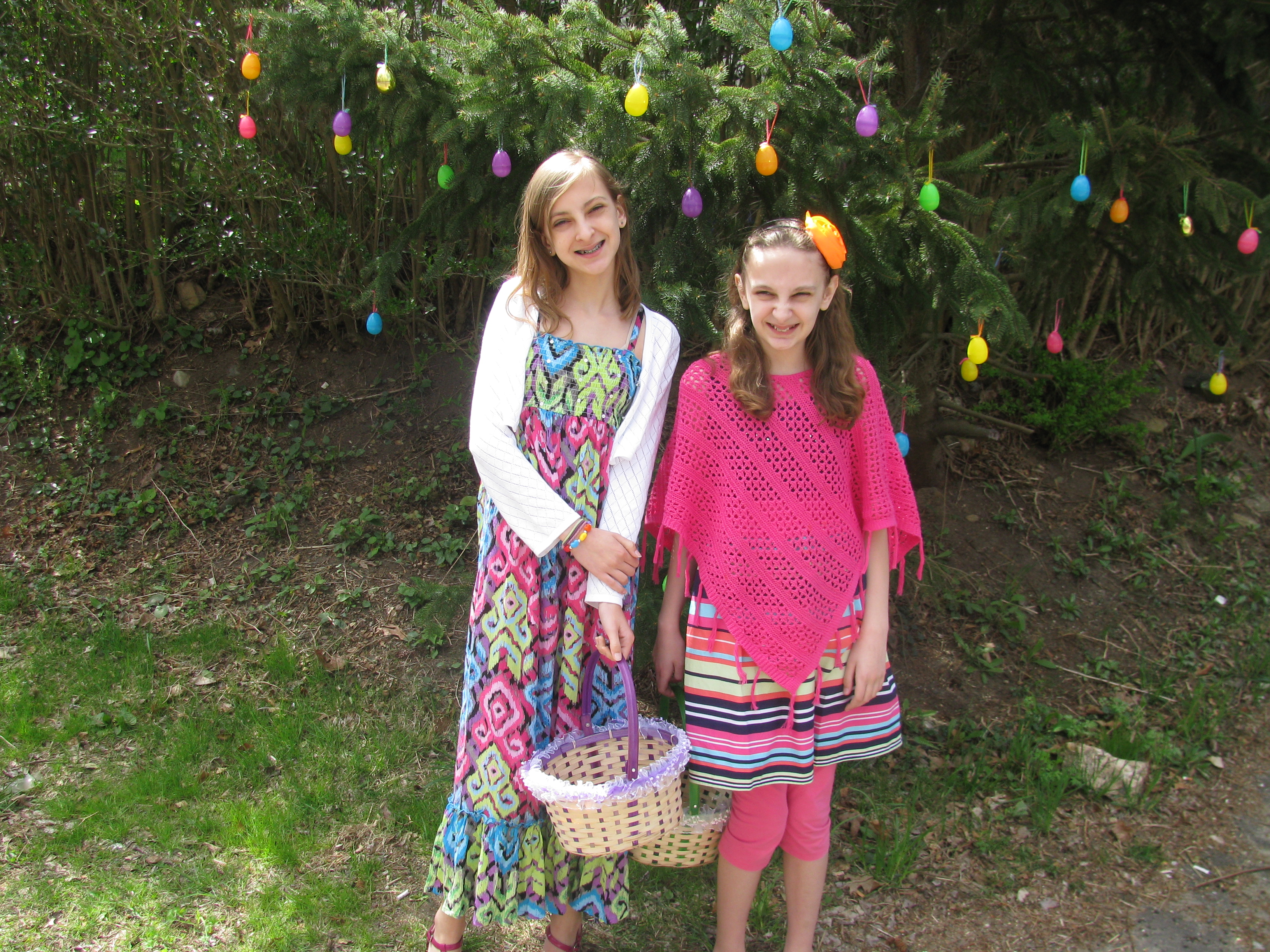 Bridget & I taking pictures infront of one of our egg trees!