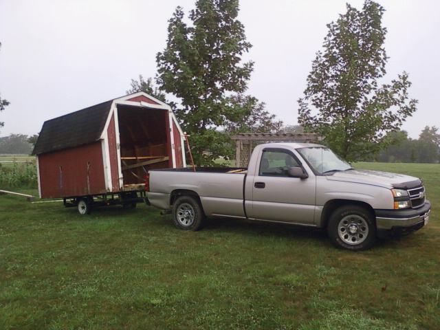 Bringing home the free 8X10 barn. It was a typical backyard shed.