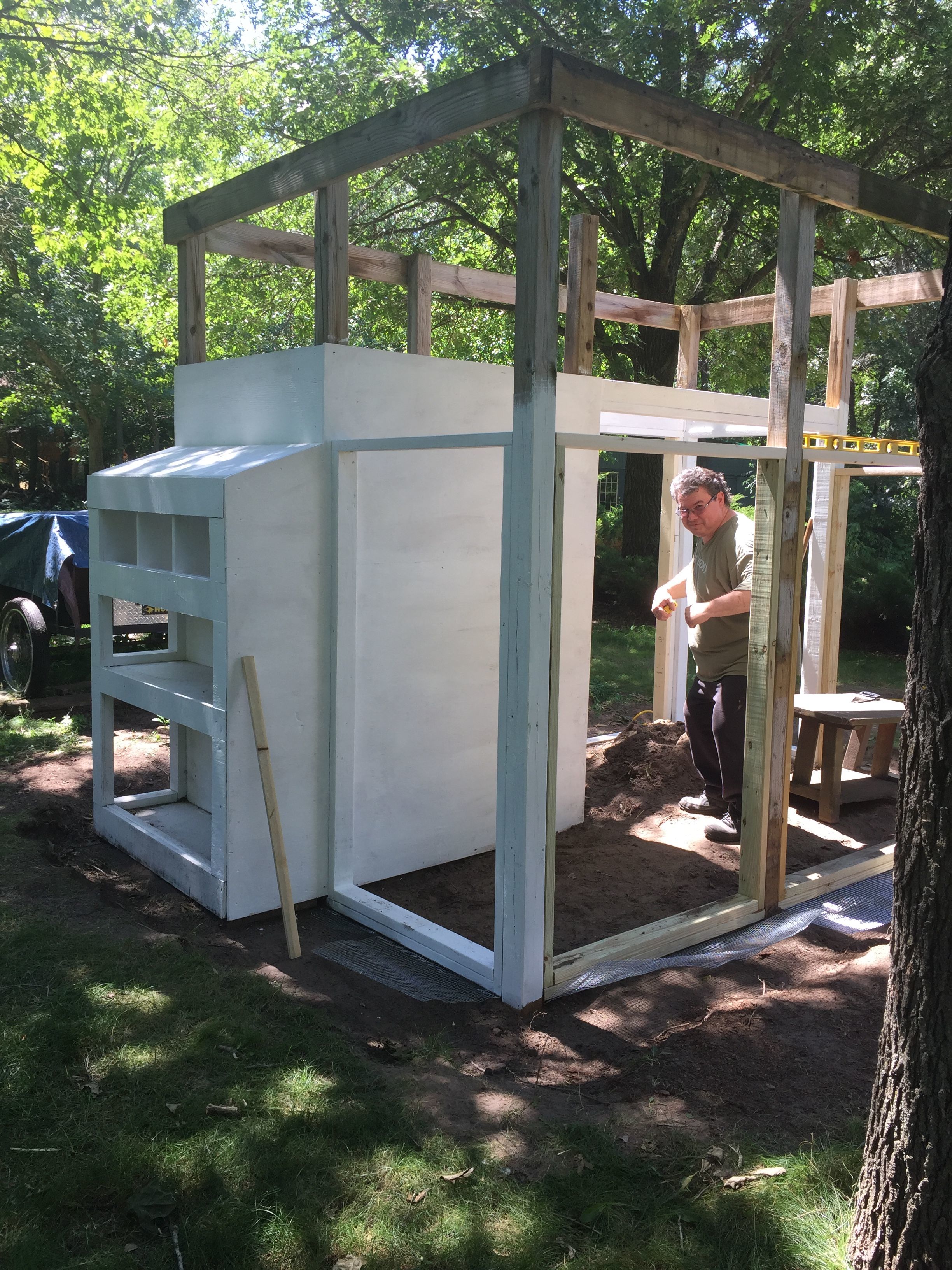 Building our chicken coop...we call it the Tajmacoop! BackYard