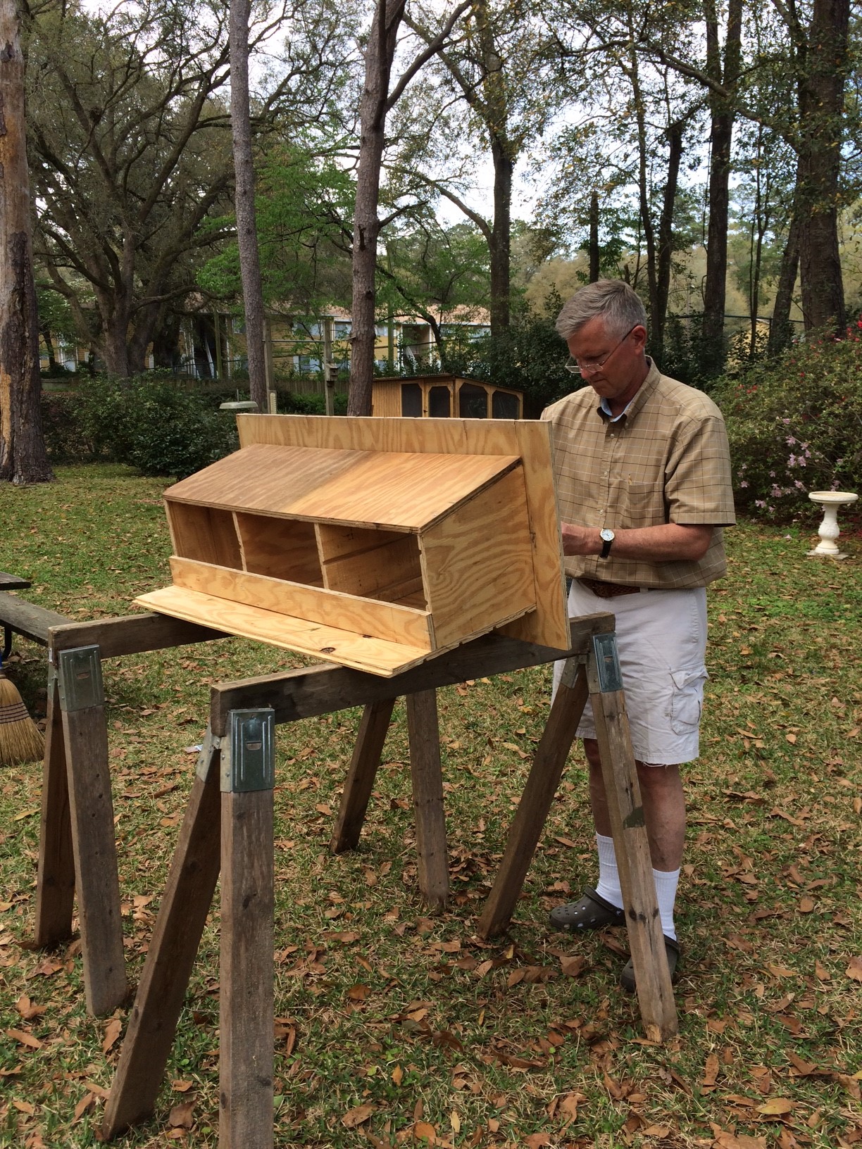 Building the nesting boxes.