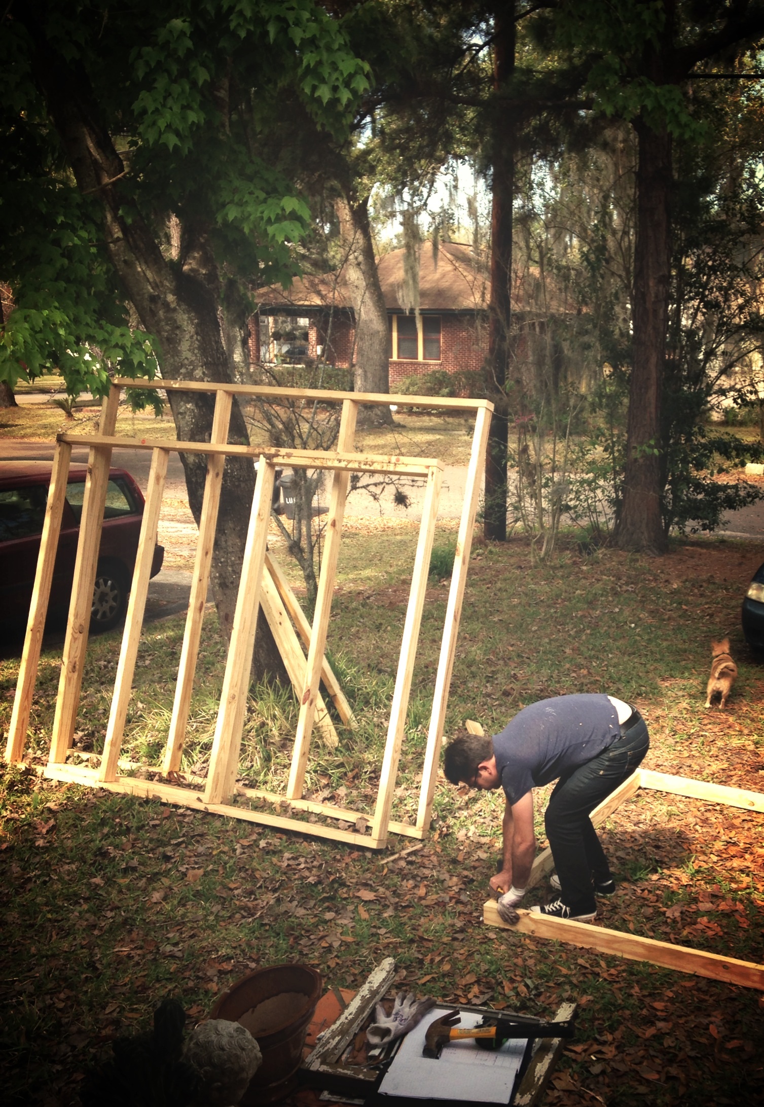 Building the walls for the run.