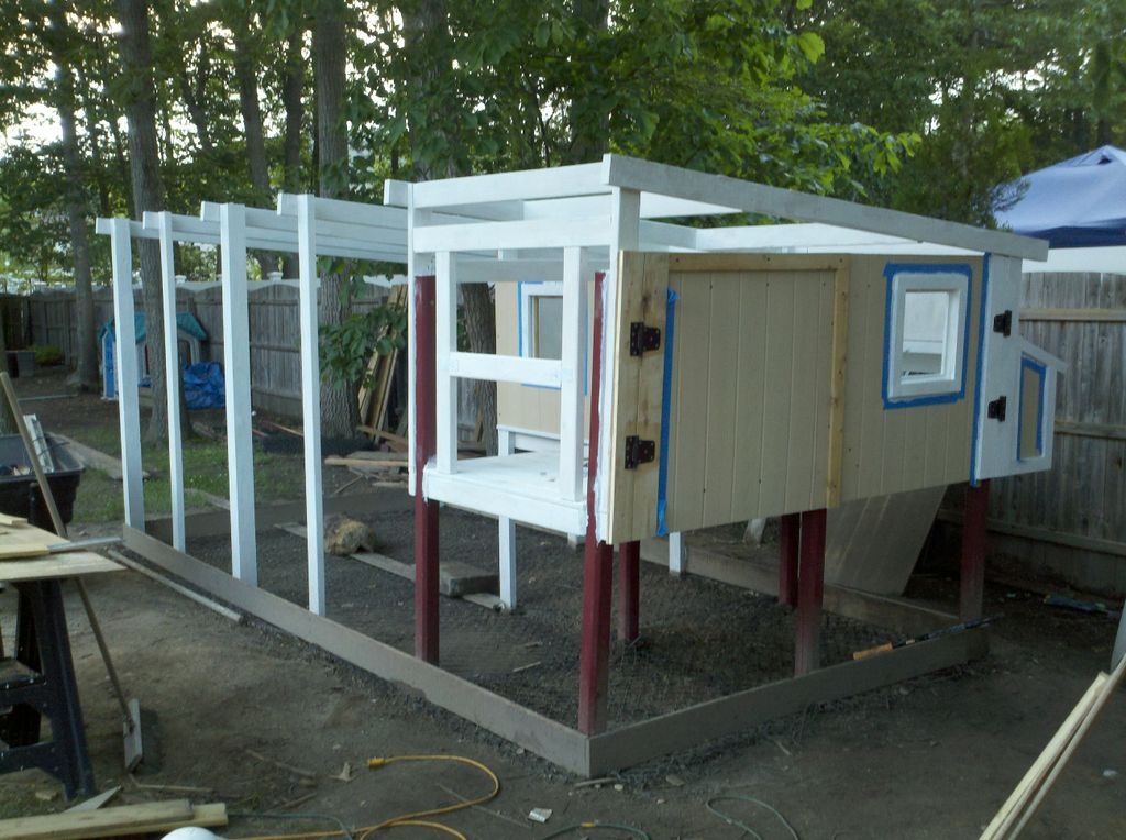 Built doors, window, primed wood to prevent rotting