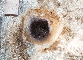 Caliche, hard ground, post hole for T frames