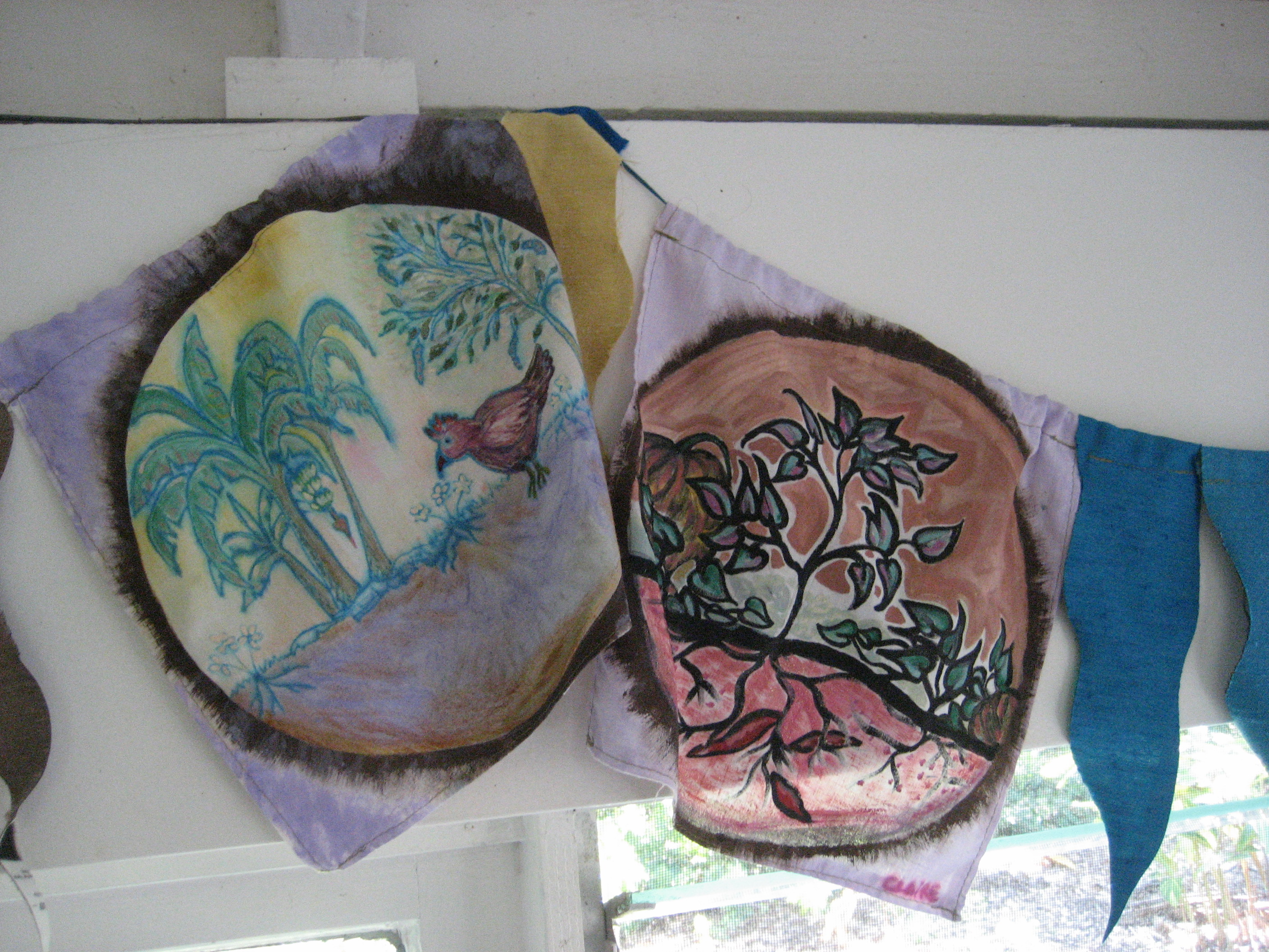 Chicken on my Permaculture flags.