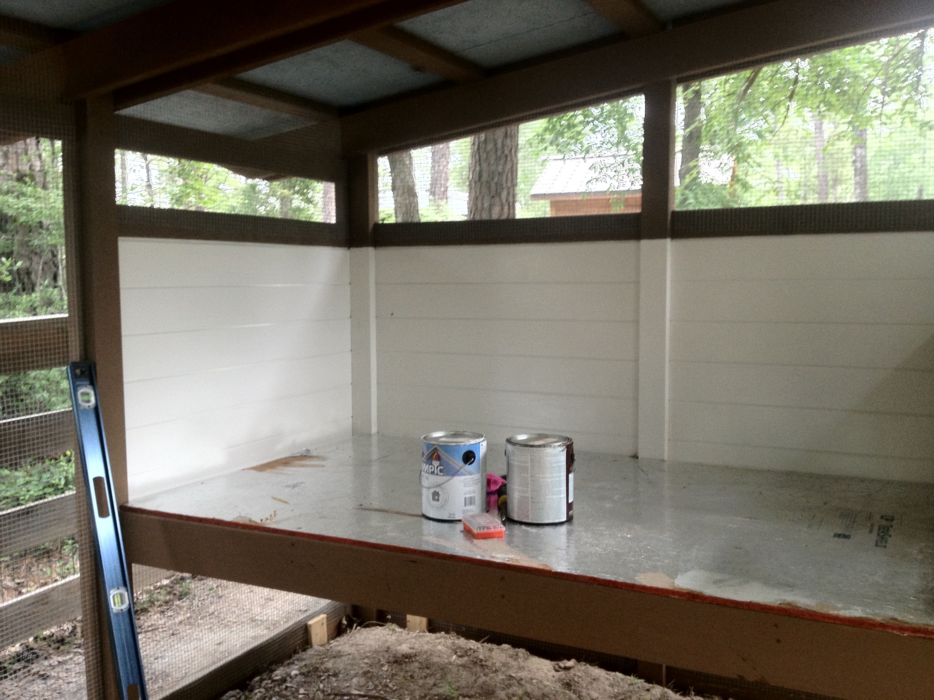 chicken stage getting painted.