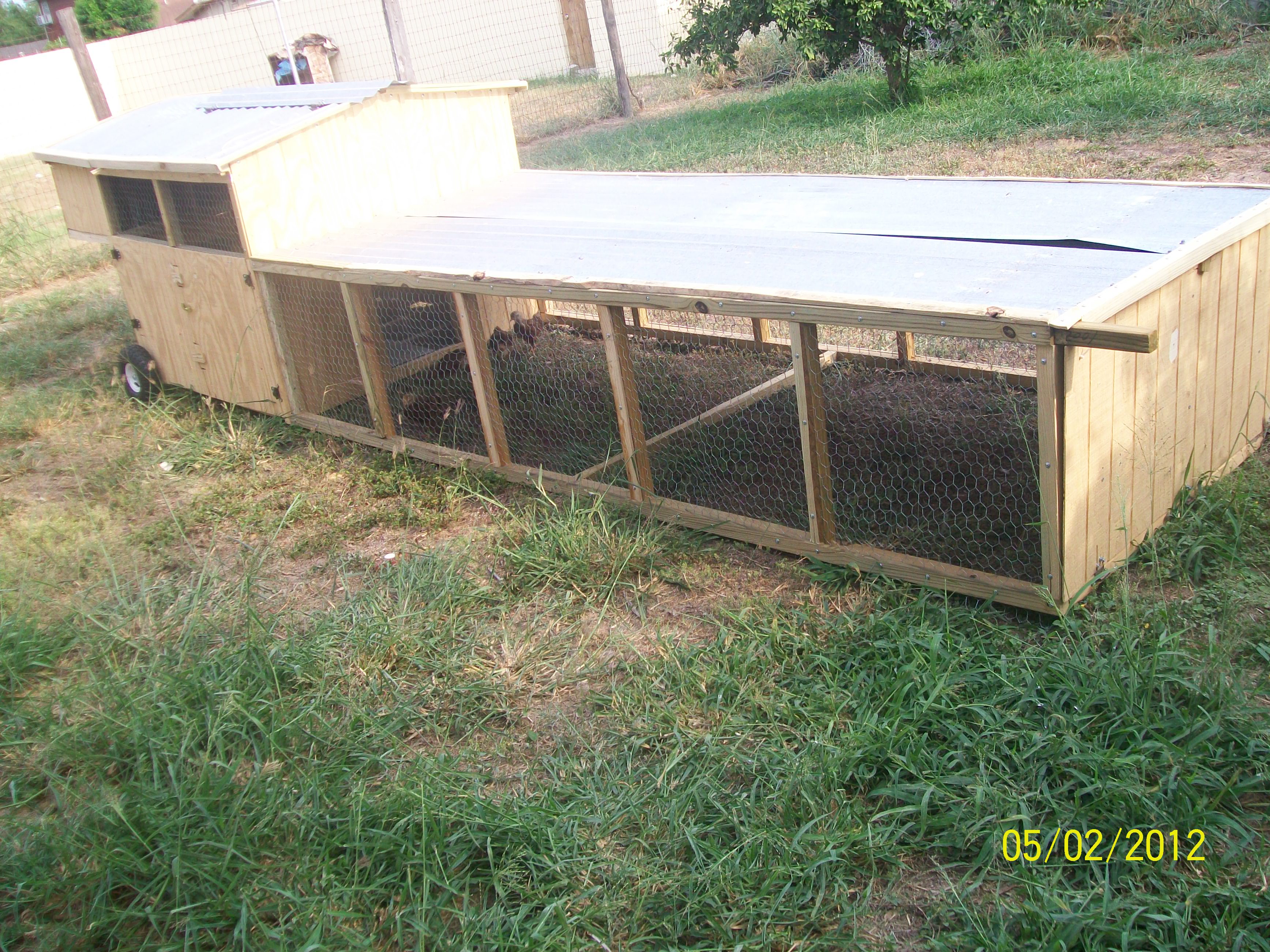 Chicken Tractor after it was completed.. It's a total of 16' long