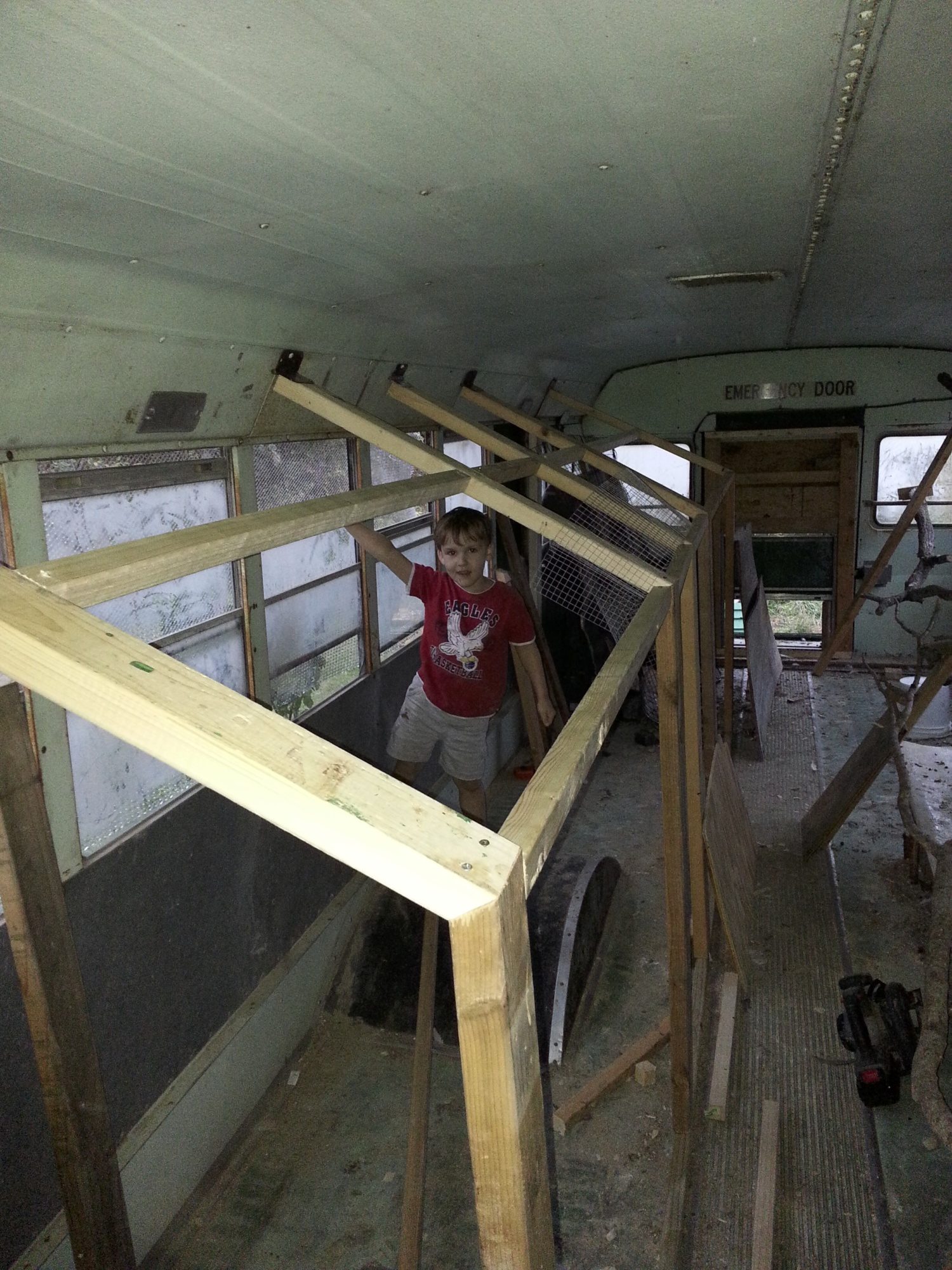 Completed framing for Bus Brooder.