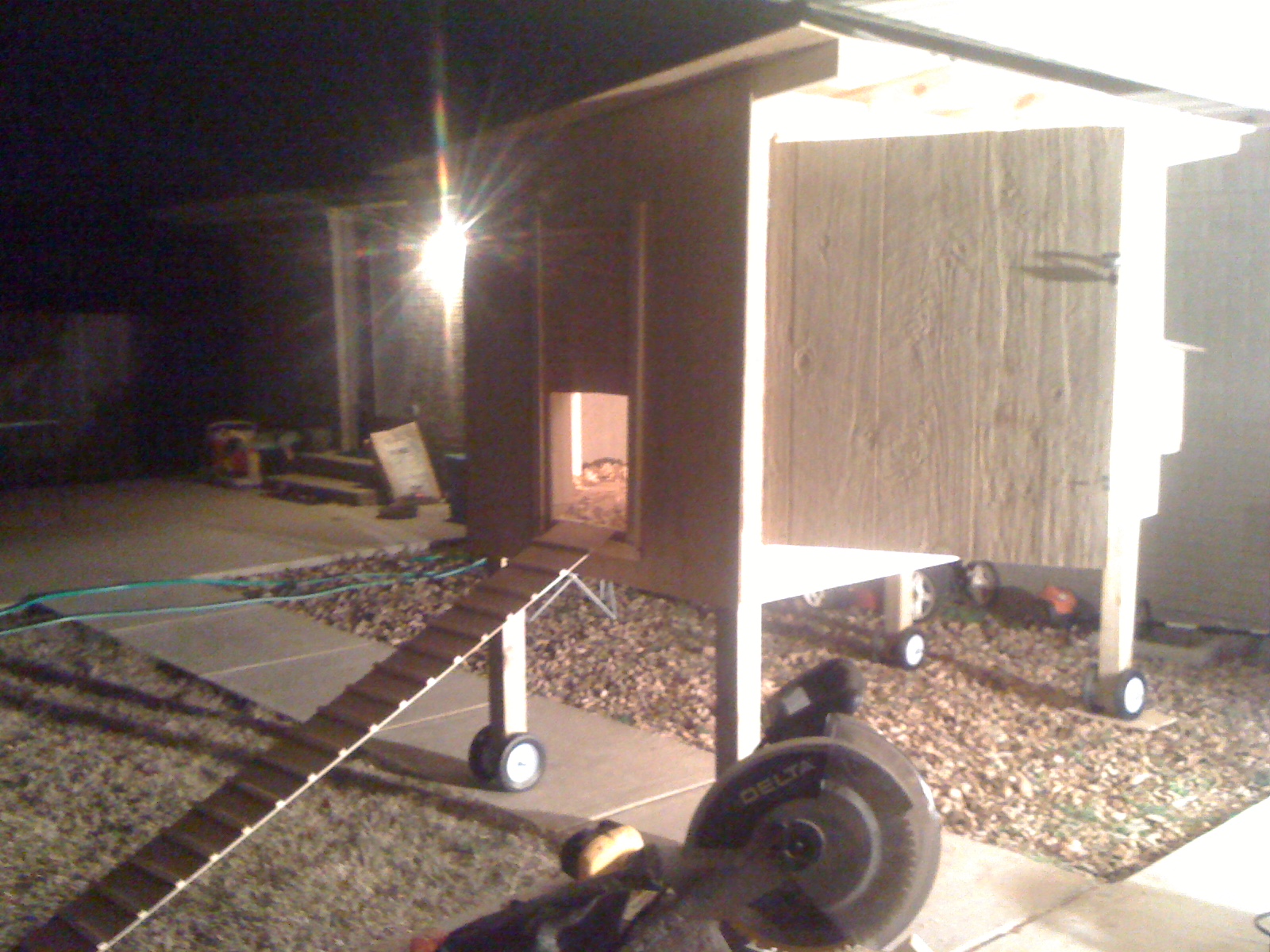completed side view showing poop door, and "people door" opened