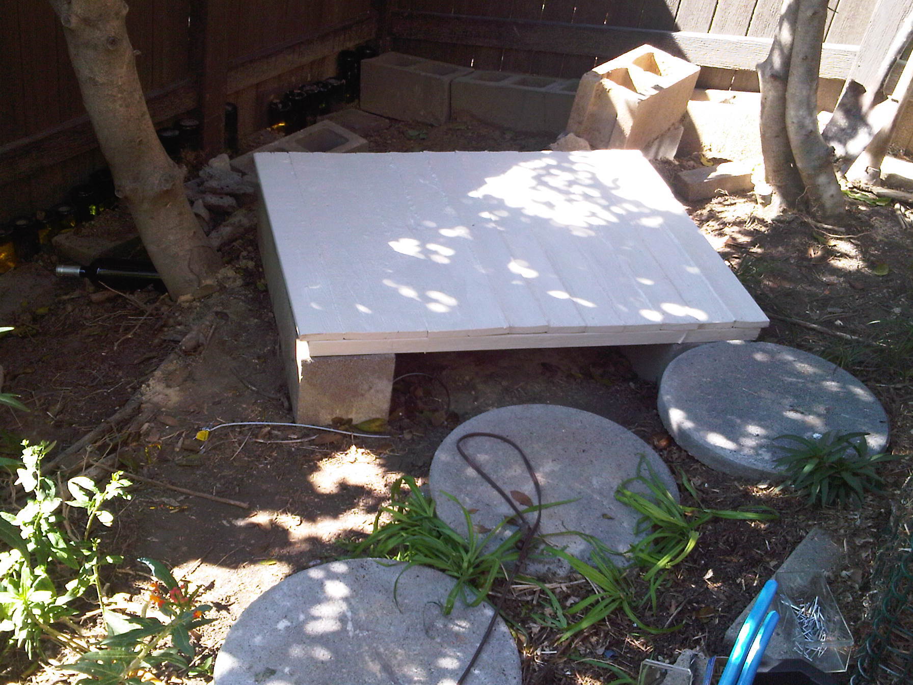 coop floor. made out old stockade fence.