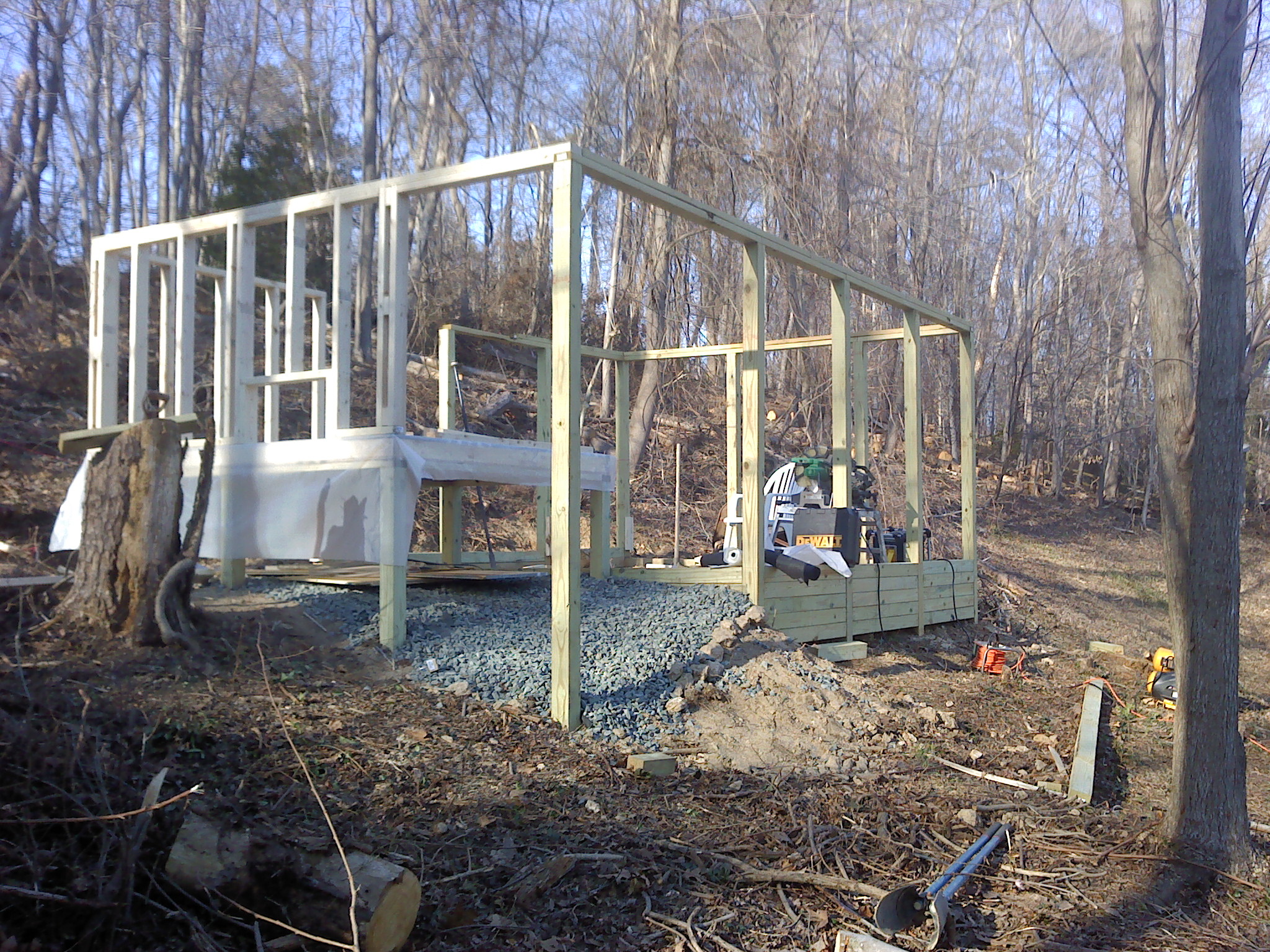 Coop walls are going up.