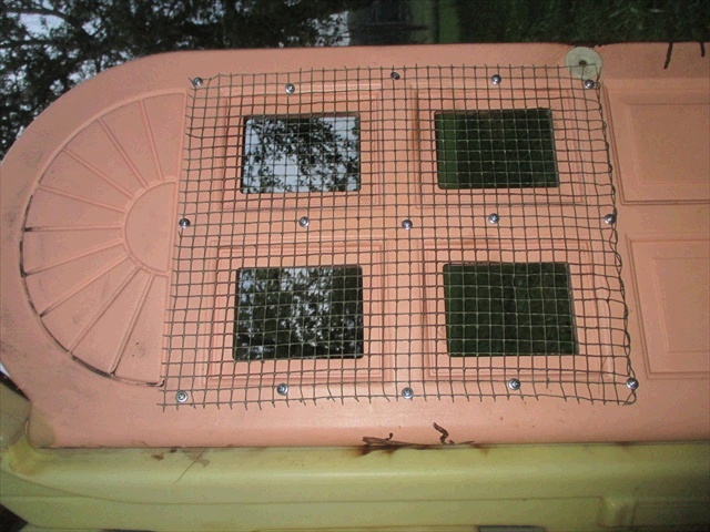 Covered the door windows with harware cloth