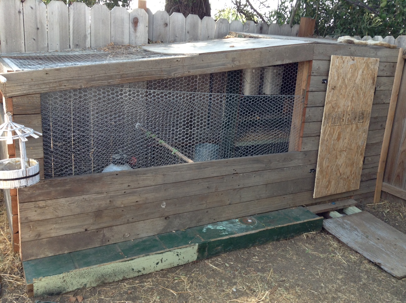 Covered the plywood with 2x6 redwood board I got from a guys old deck.