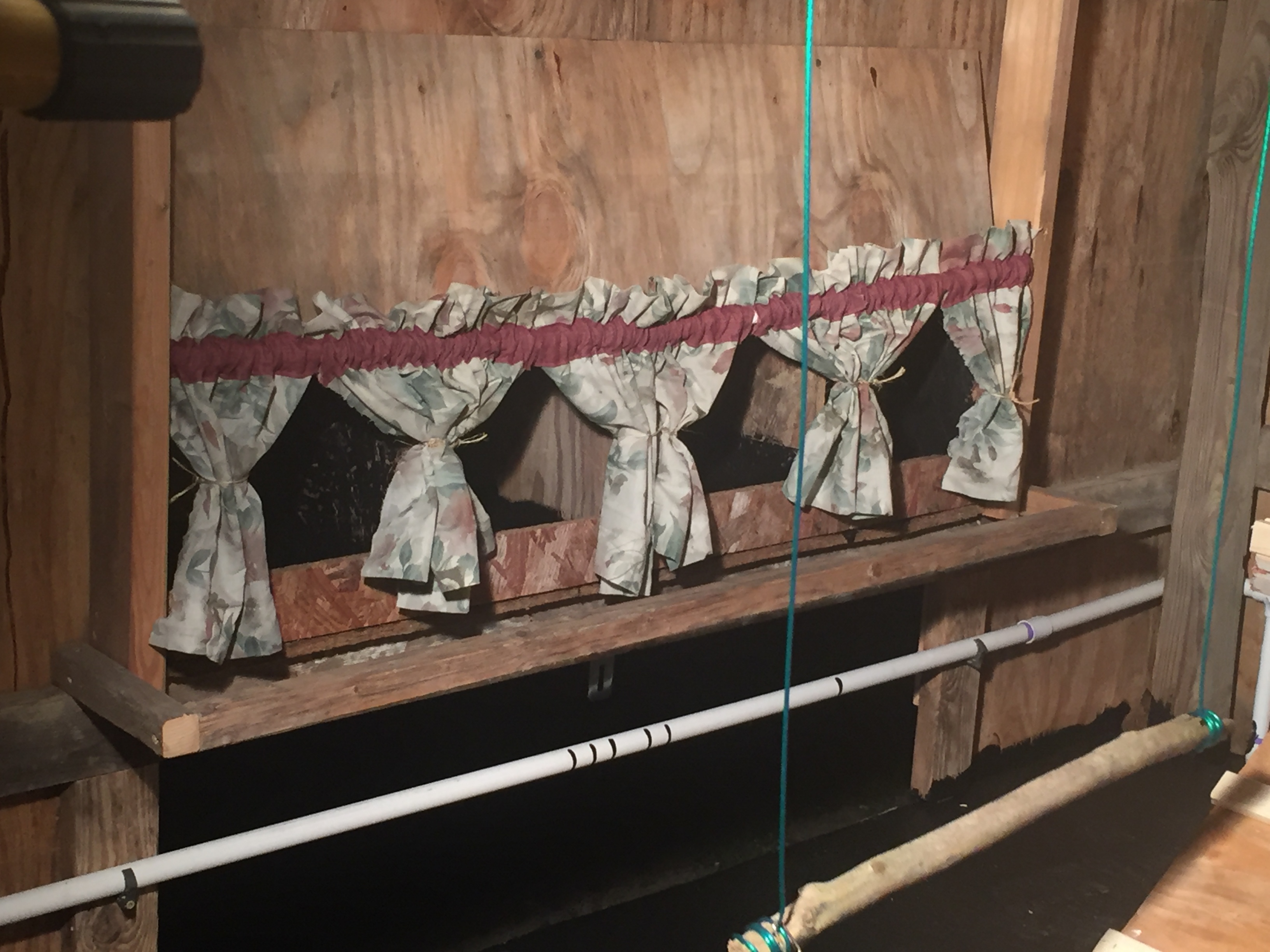 Cut and added some curtains to nesting boxes. Read they seem to like those. Black Jacked nesting boxes as well.