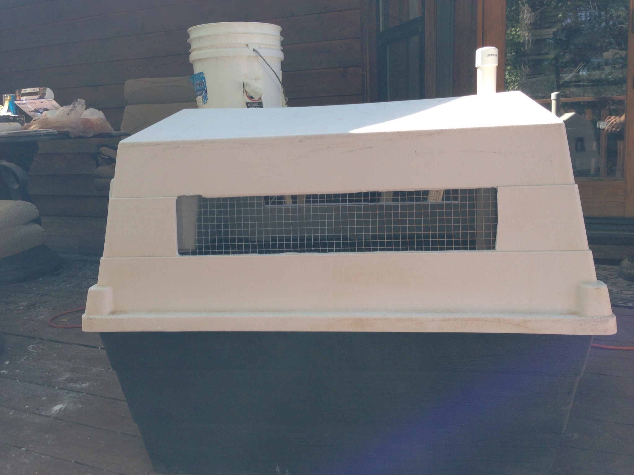 Cut out sides & back & gluing metal mesh fir light & ventilation.