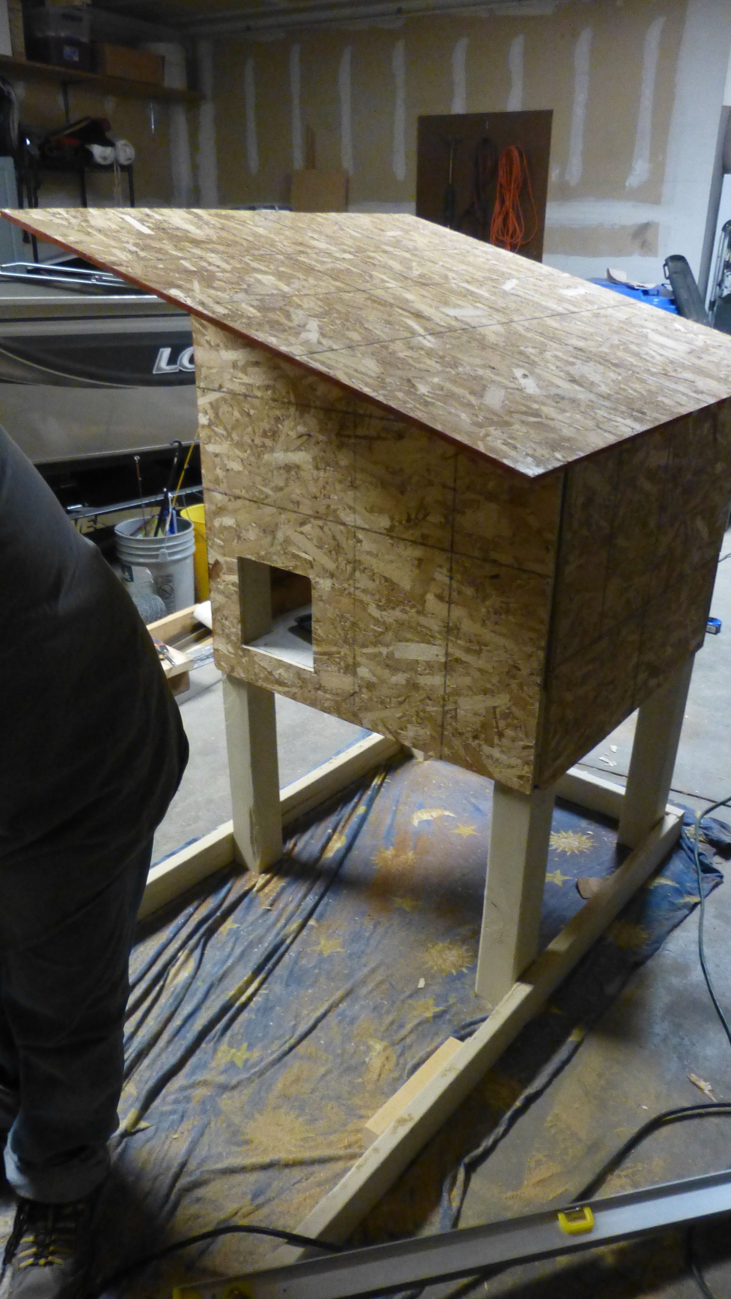 Cut the door for the ladies to get in their new coop.
