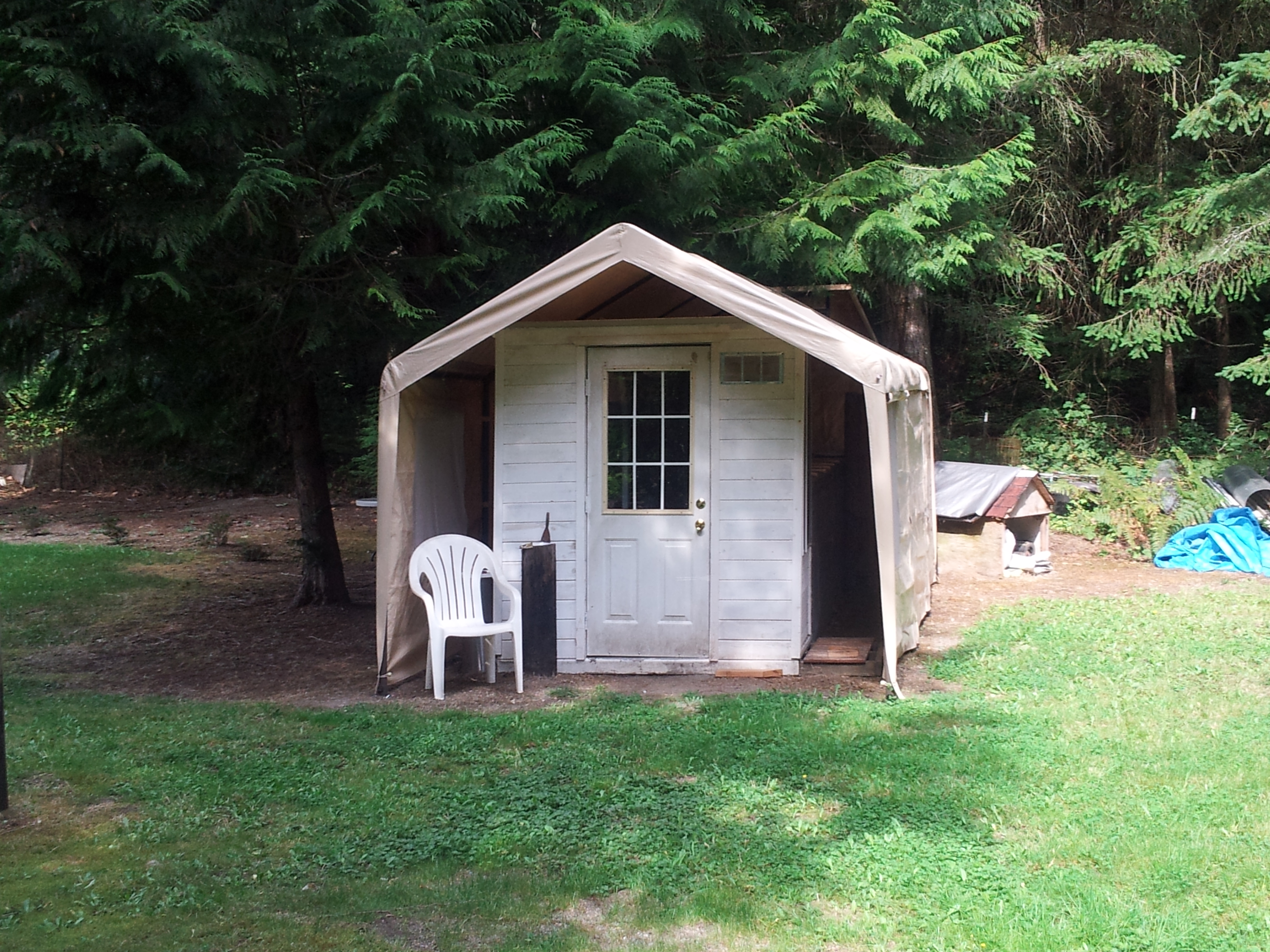Decided to cover the coop and run to keep dry over the winter