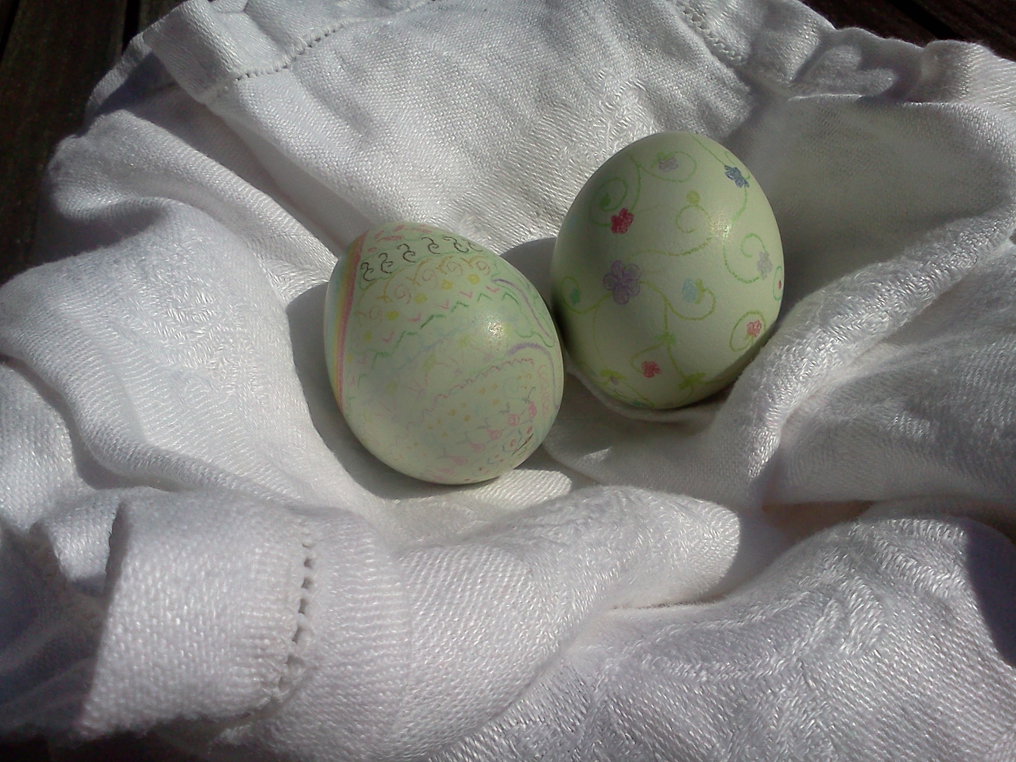 decorated natural color eggs.  colored pencil.