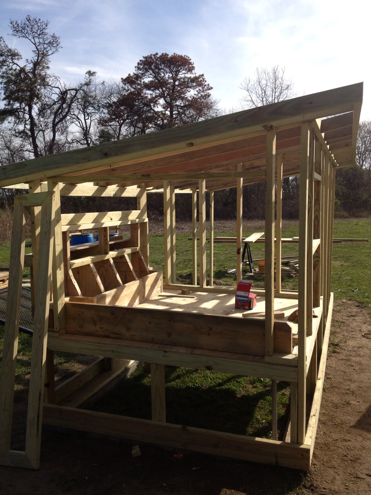 Deep litter method framing 2x10 pressure treated used inside