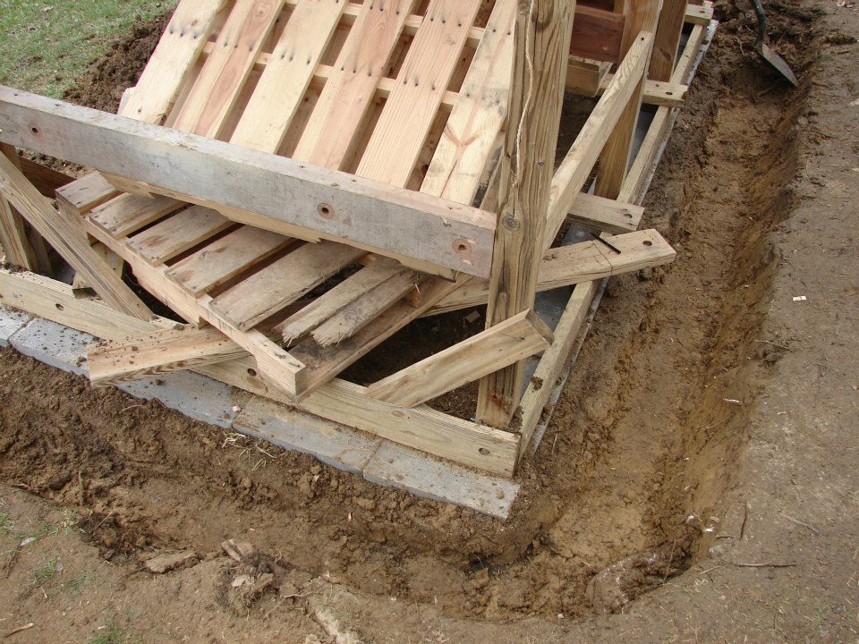 Digging drain tile around coop. Coo pis on a hill, and the run had already fill with water after a good rain.