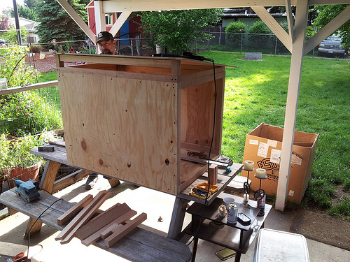 Duck hutch in progress.