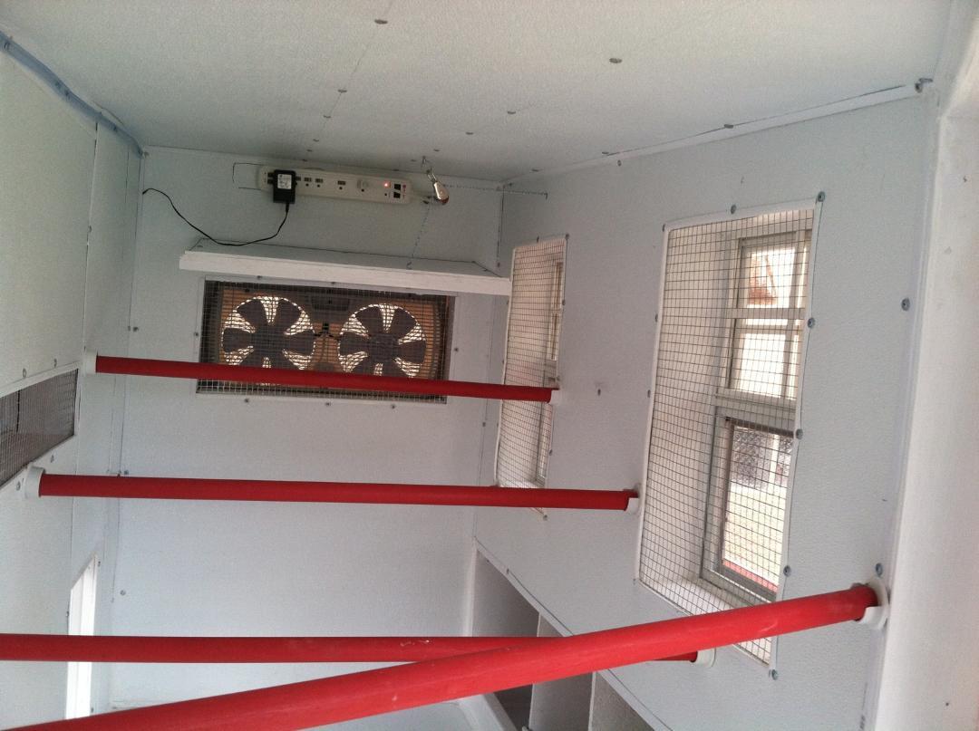 Electric coop door is plugged in. Red Rope light, fan and Hen Camera is also plugged in now