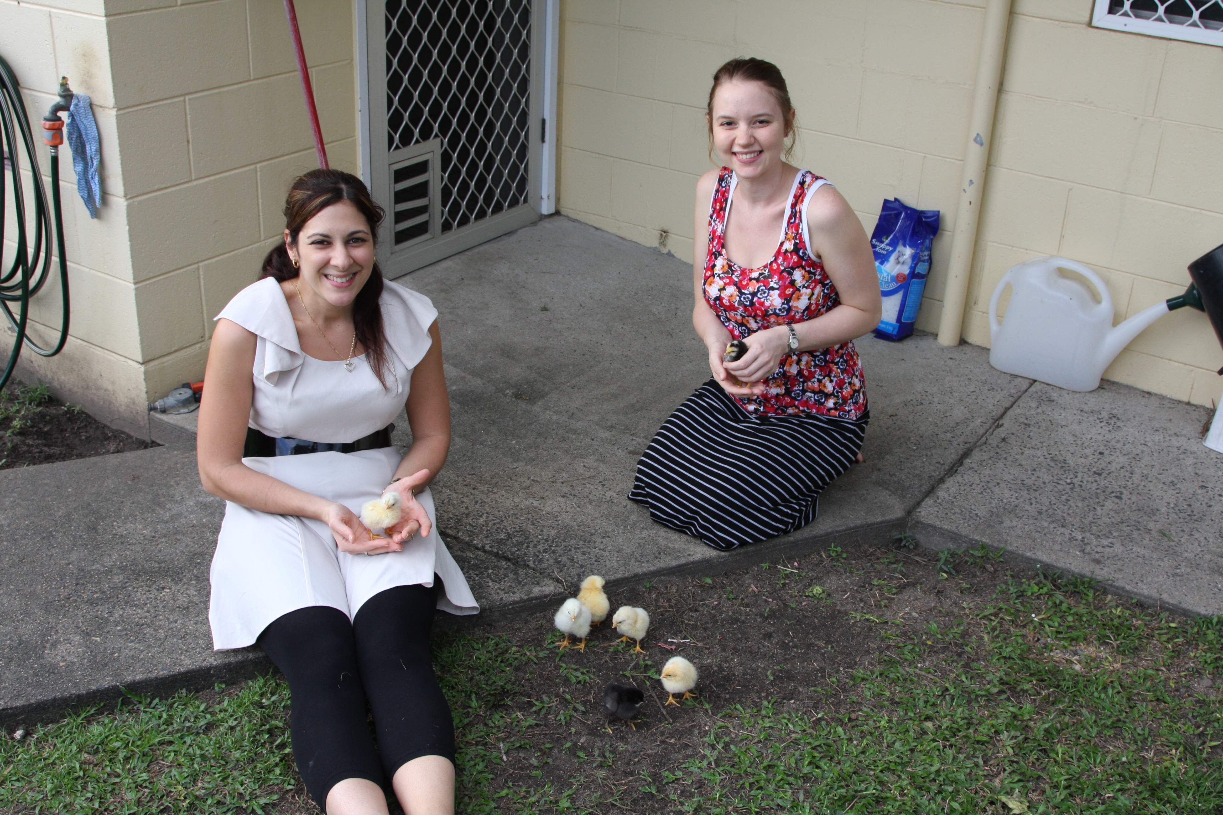 Elizabeth and I with my chooks. 2013.