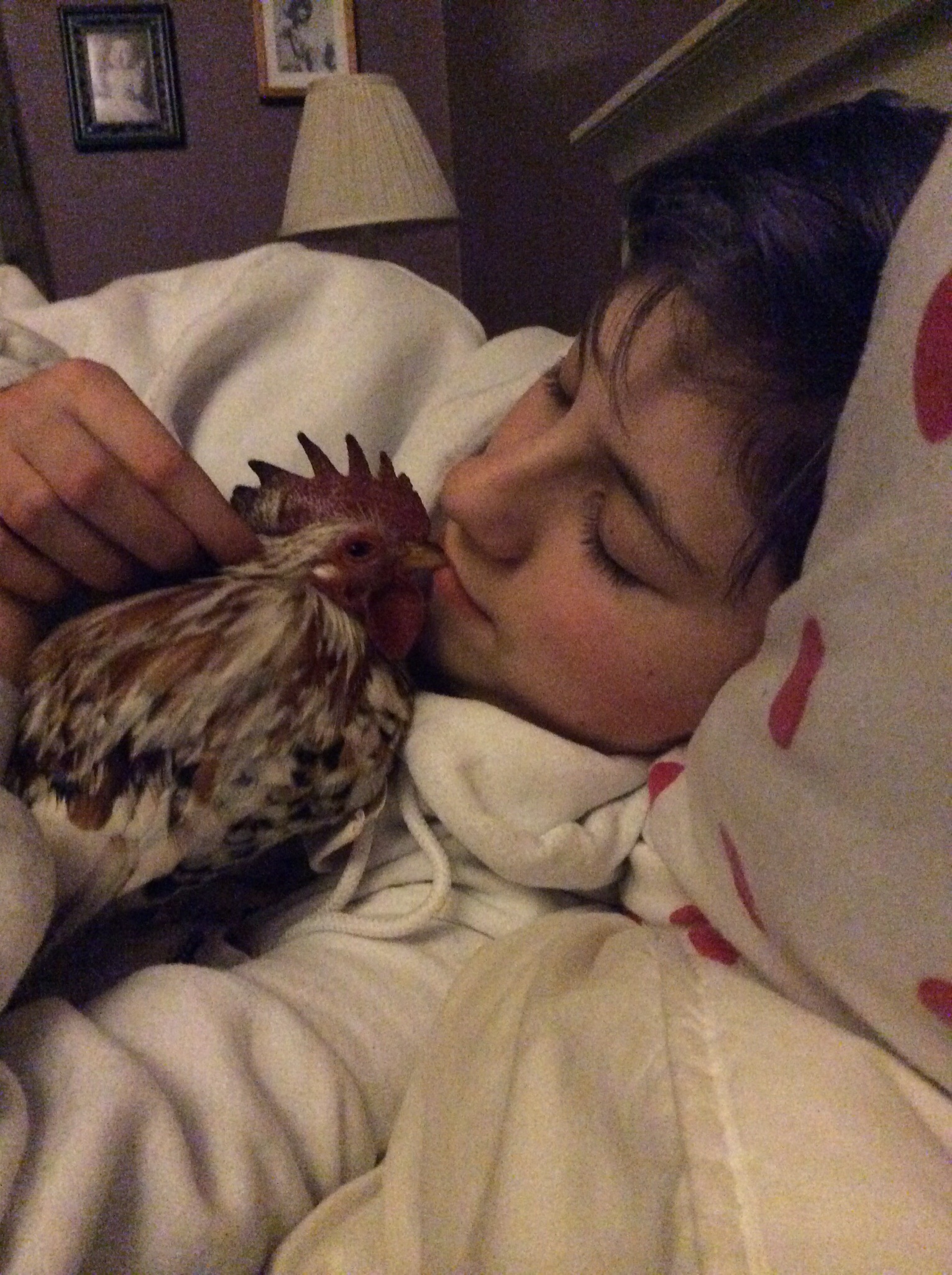 Emma and our rooster Basil