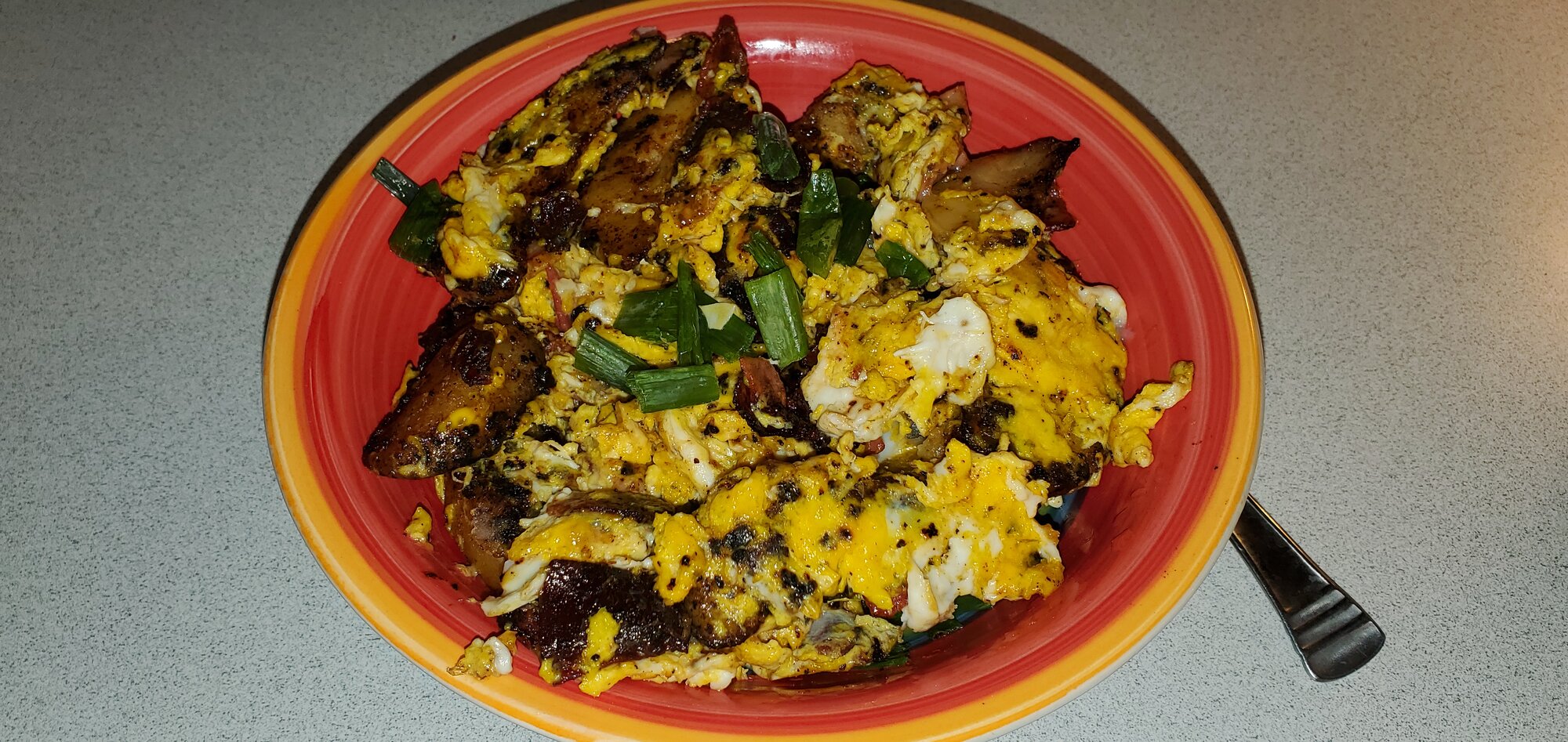 Farmer's breakfast with the first spring potatoes