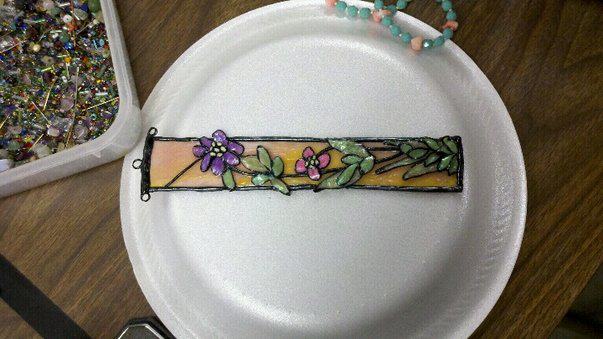 Faux stained glass pane made with polymer clay by me
