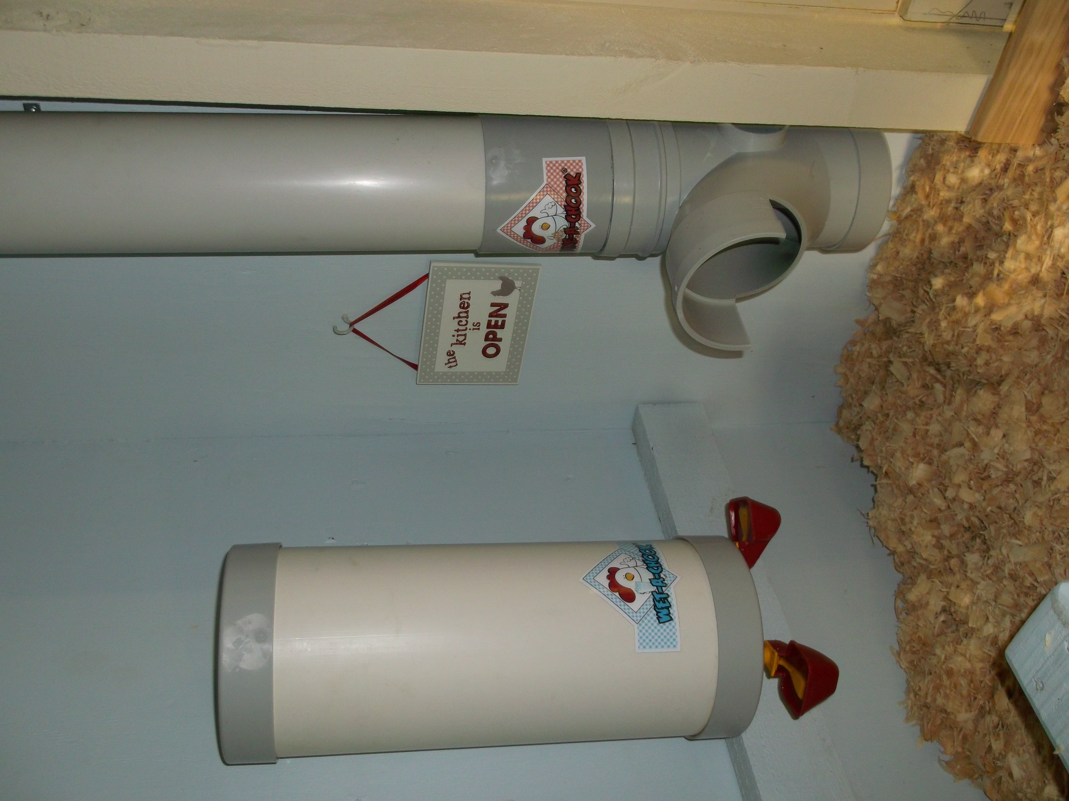 feed and water in coop