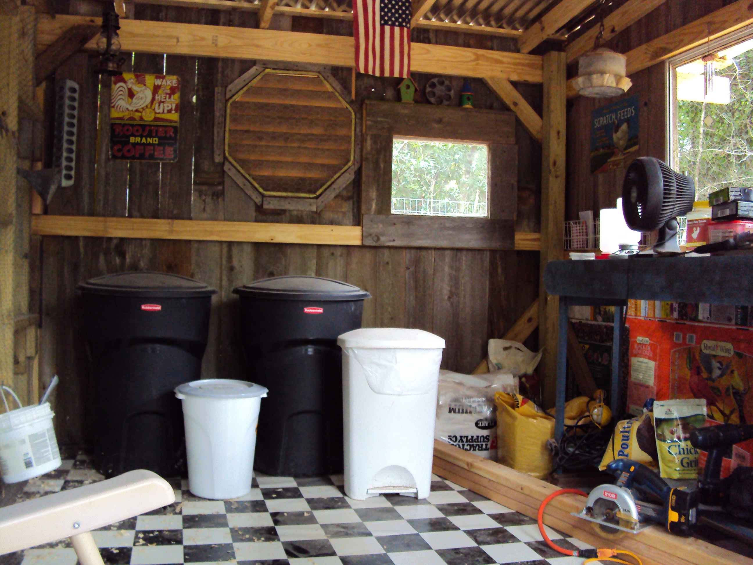 Feed room (tools not cleaned out yet).