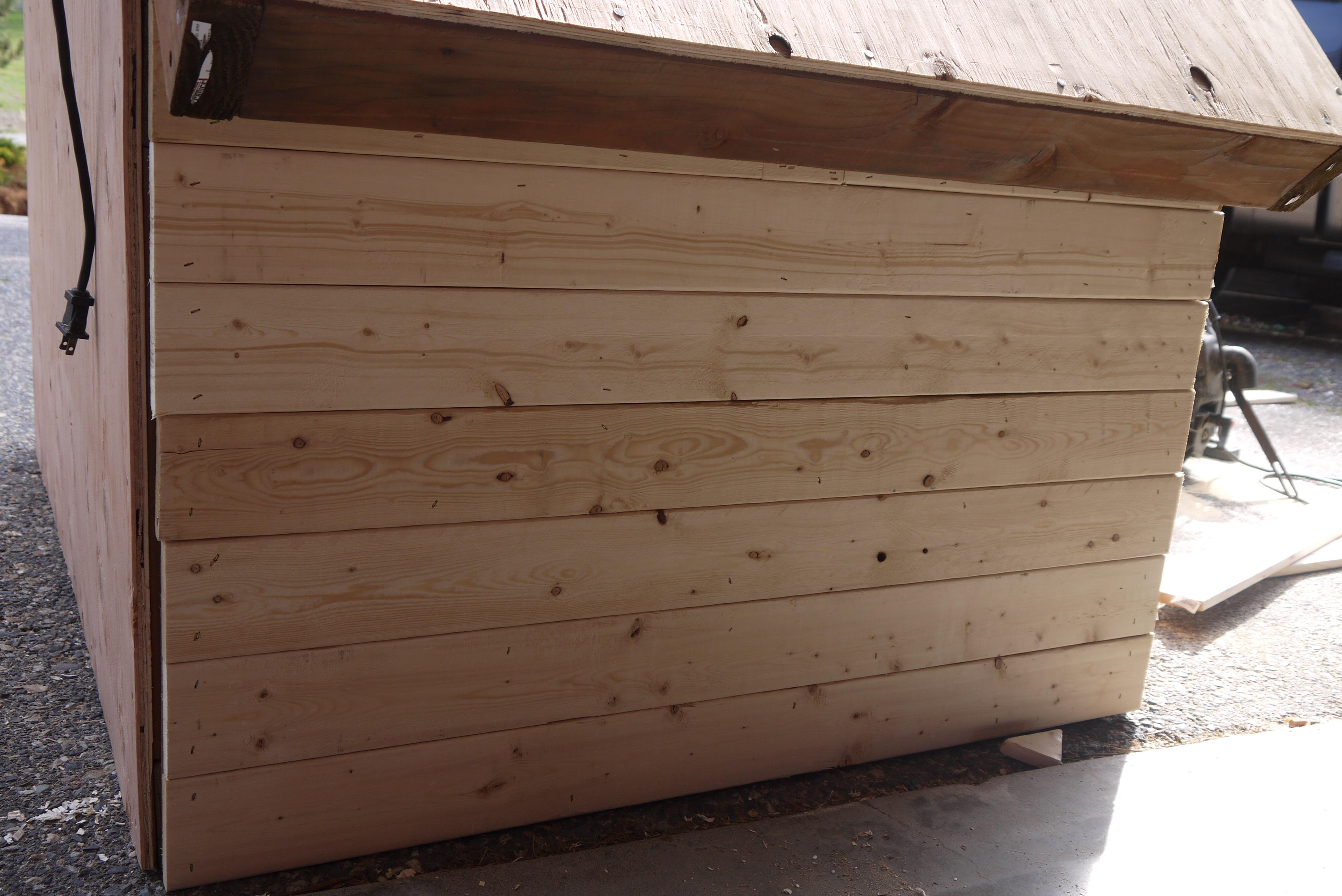 Firing siding actually looks pretty good.  I installed it using a crown stapler air gun. Went up pretty quick.