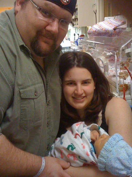 First Family Photo, and the first time we are all together. 2 Days Old.