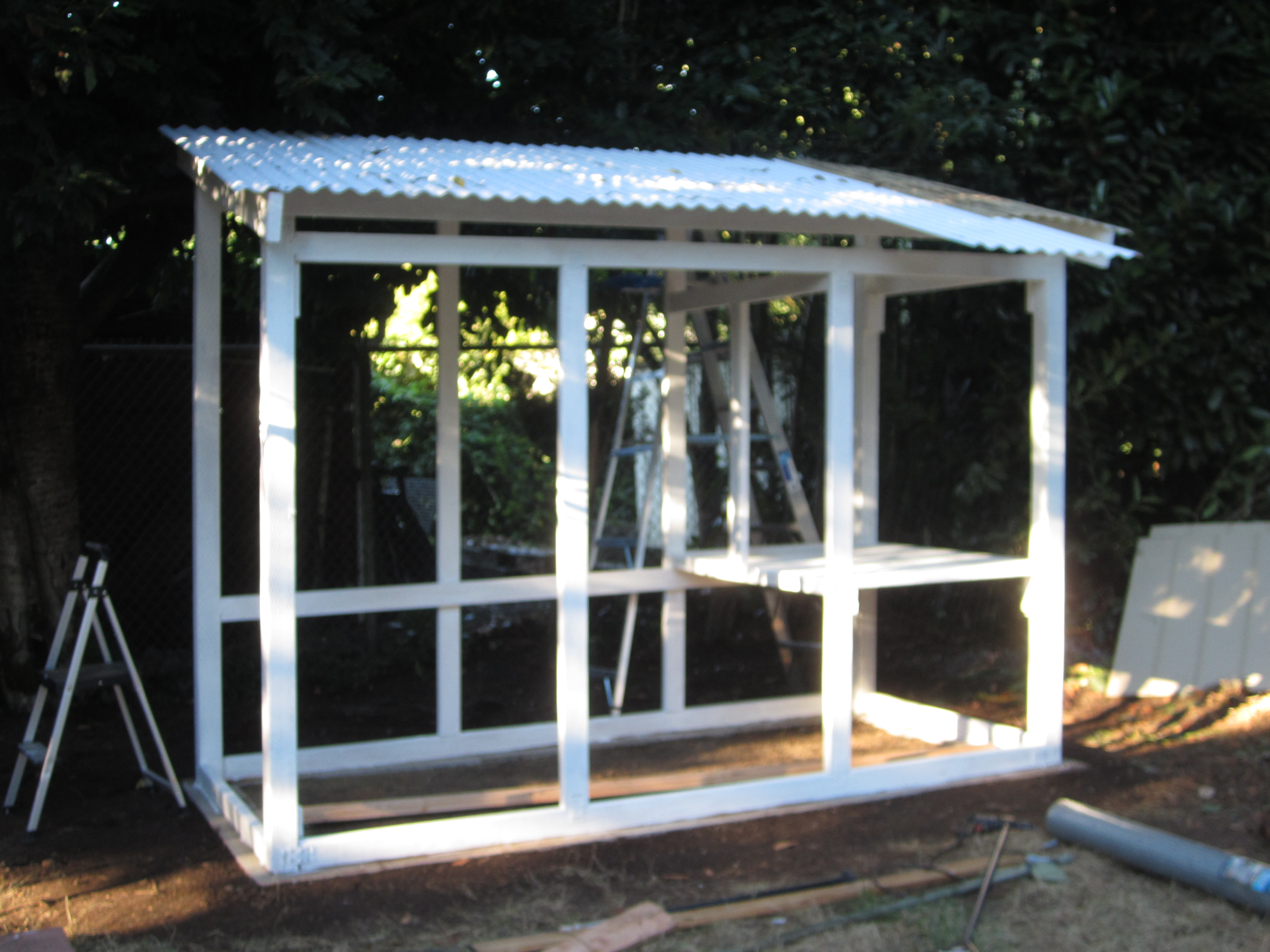 Frame and inner coop floor painted