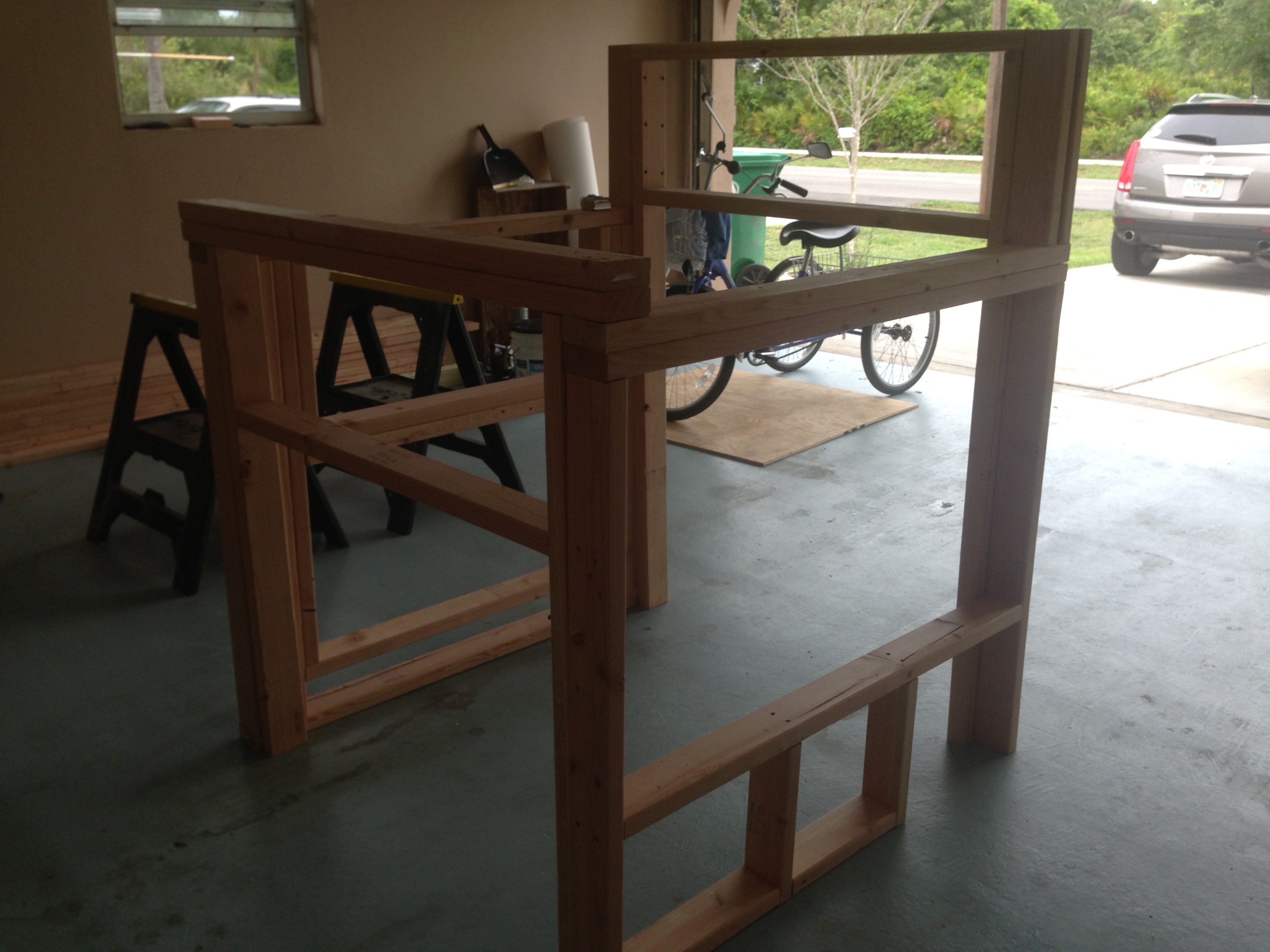 Framed out the walls so that they can be taken apart and put back together again once transported to my home.