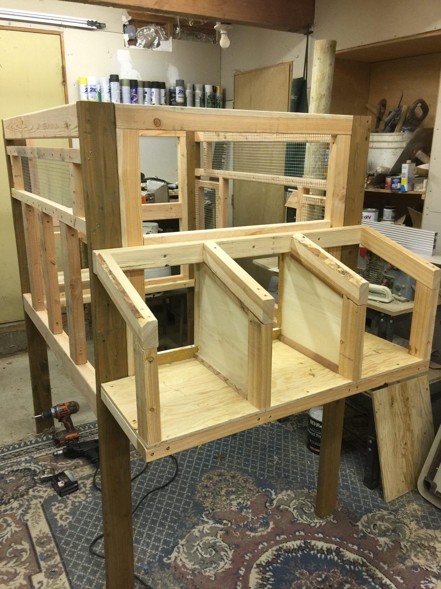 Framing the three oversized nest boxes