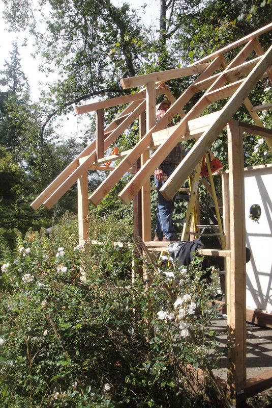 Framing the upper dormer where the ventilation window will be.