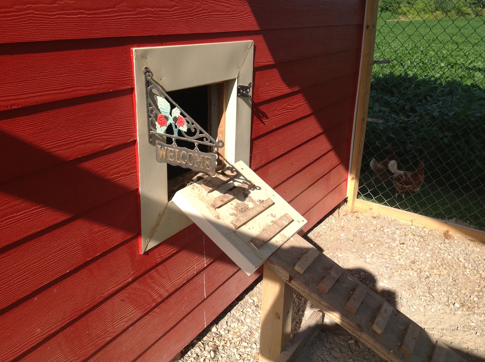 Girls front door, complete with welcome sign