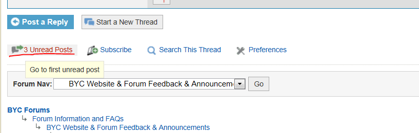 Go to first unread post in a thread (bottom)