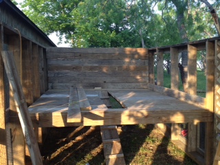 Got the floor in the back wall and "plank"/ draw bridge, working on the sides and front.