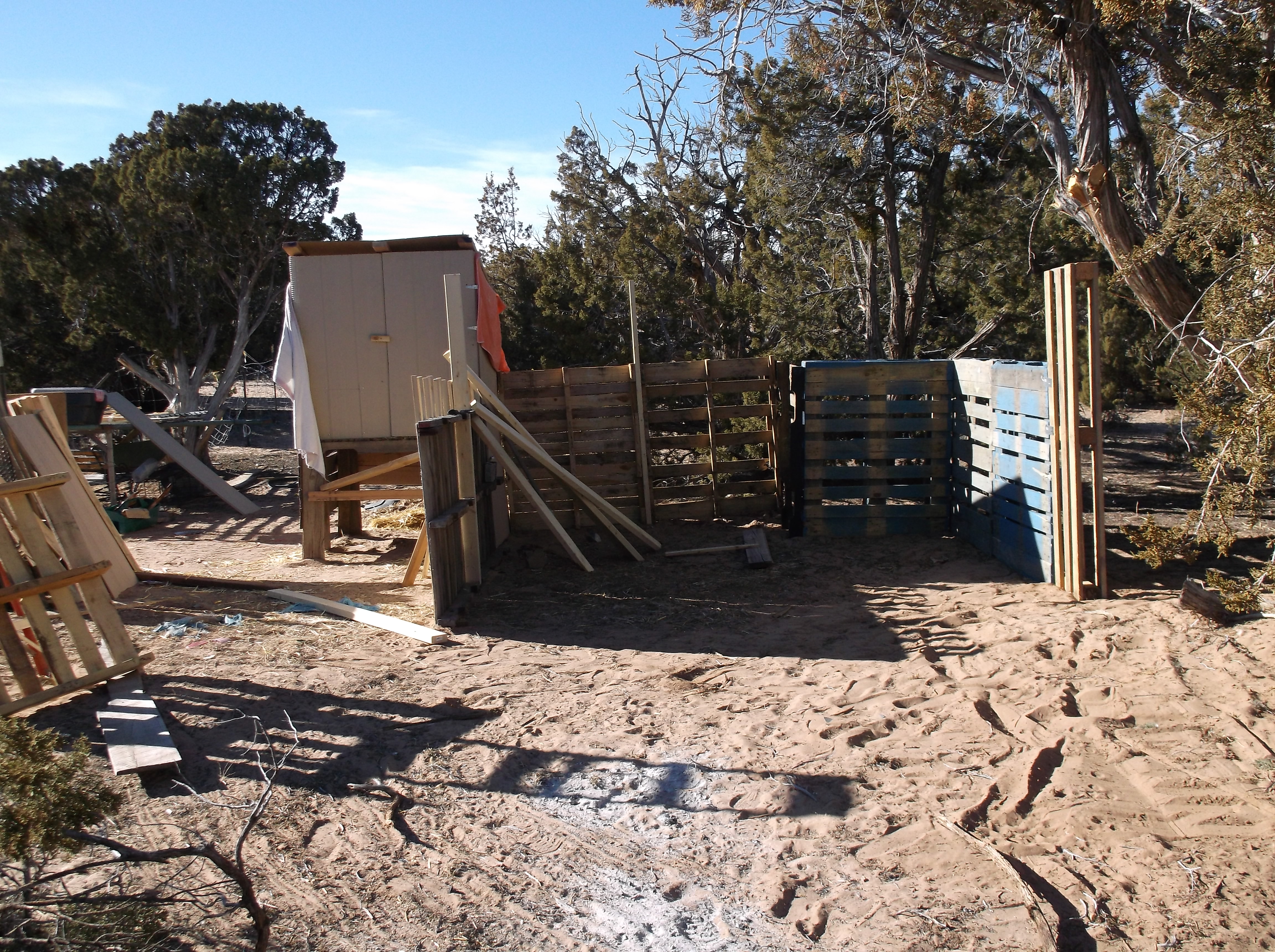 half walls added to the coop area. 1/10/14