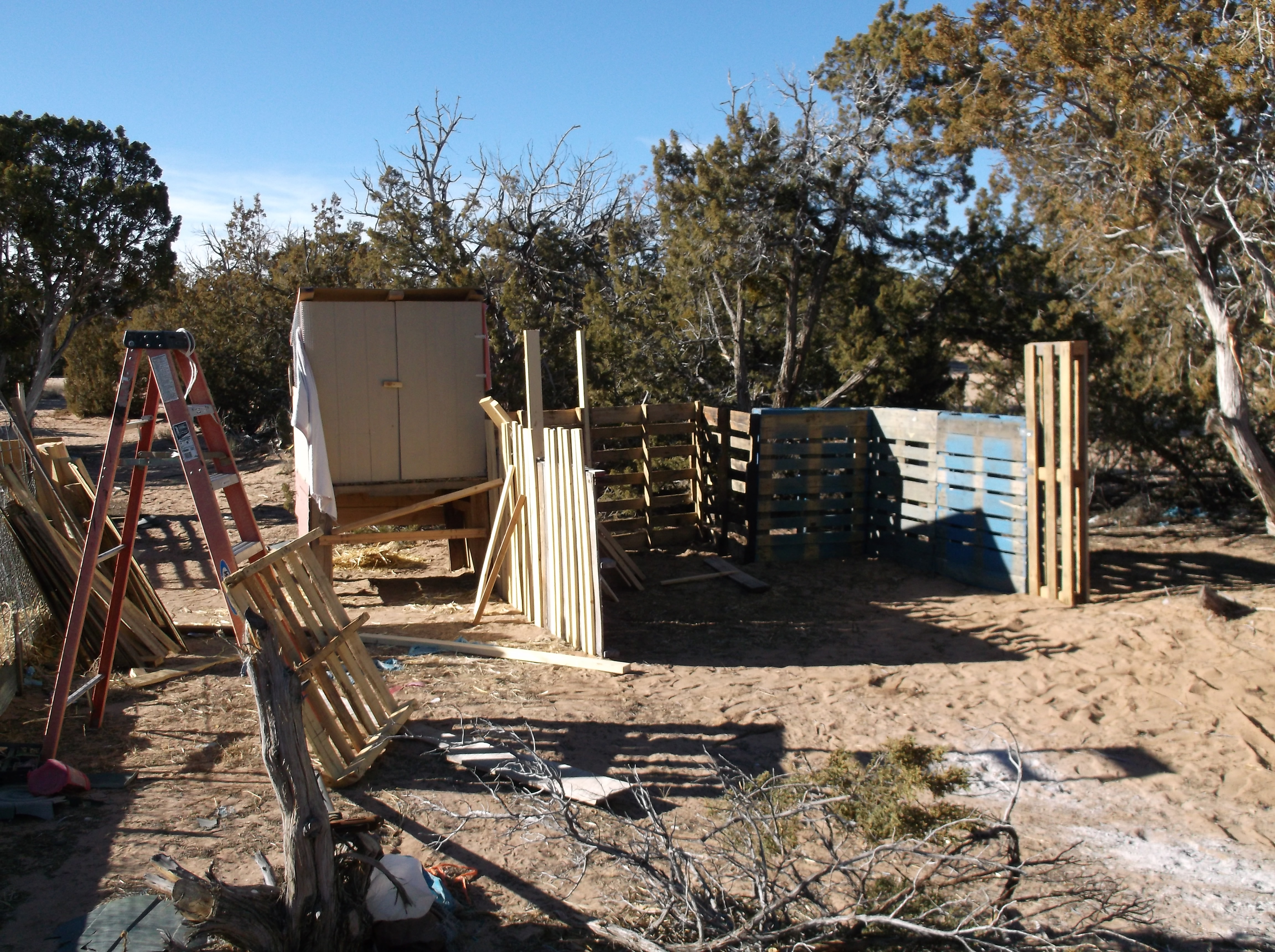 half walls added to the coop area.