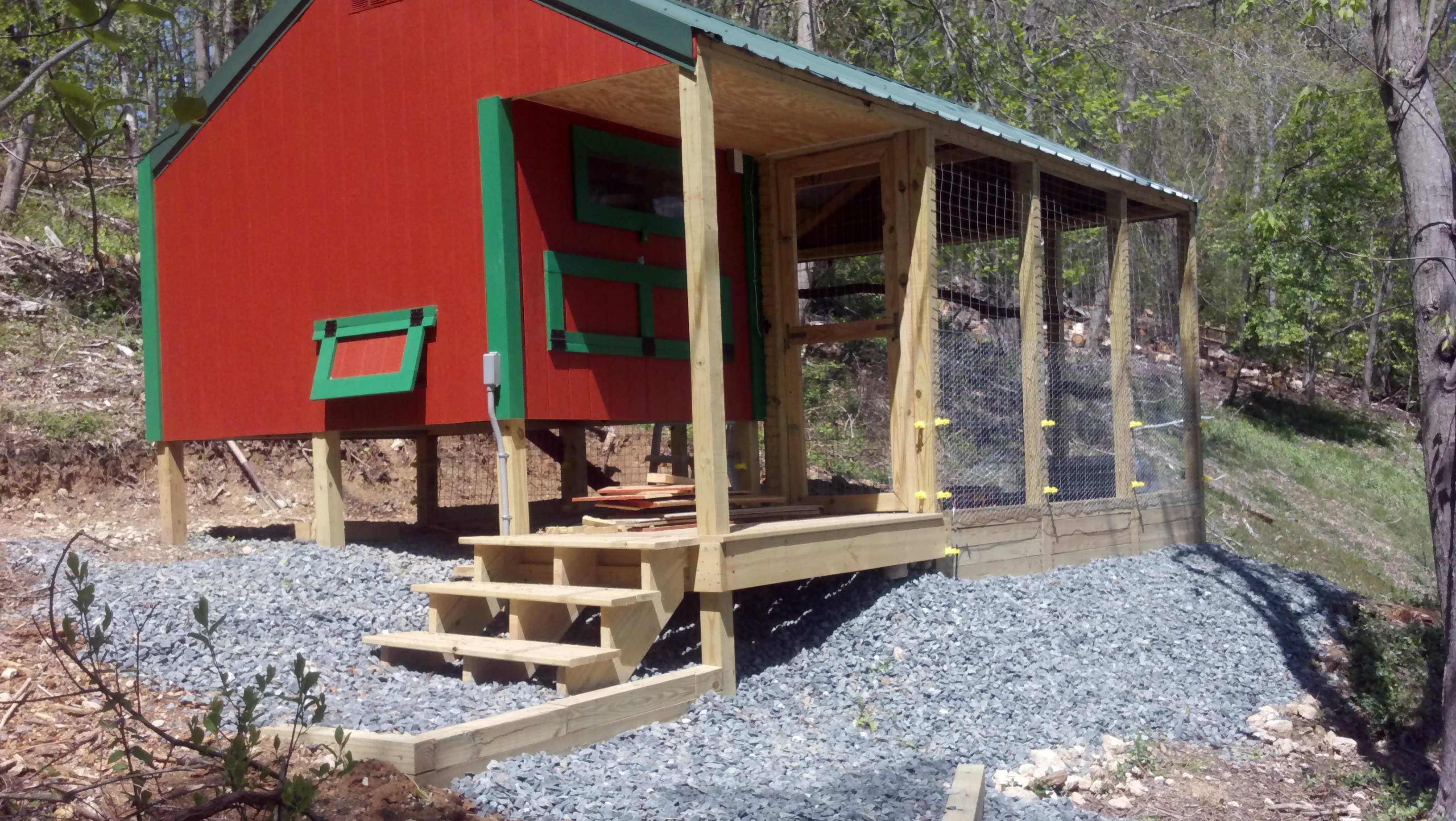 Hardware cloth installed, backfilled, stone down and electric fence is on.