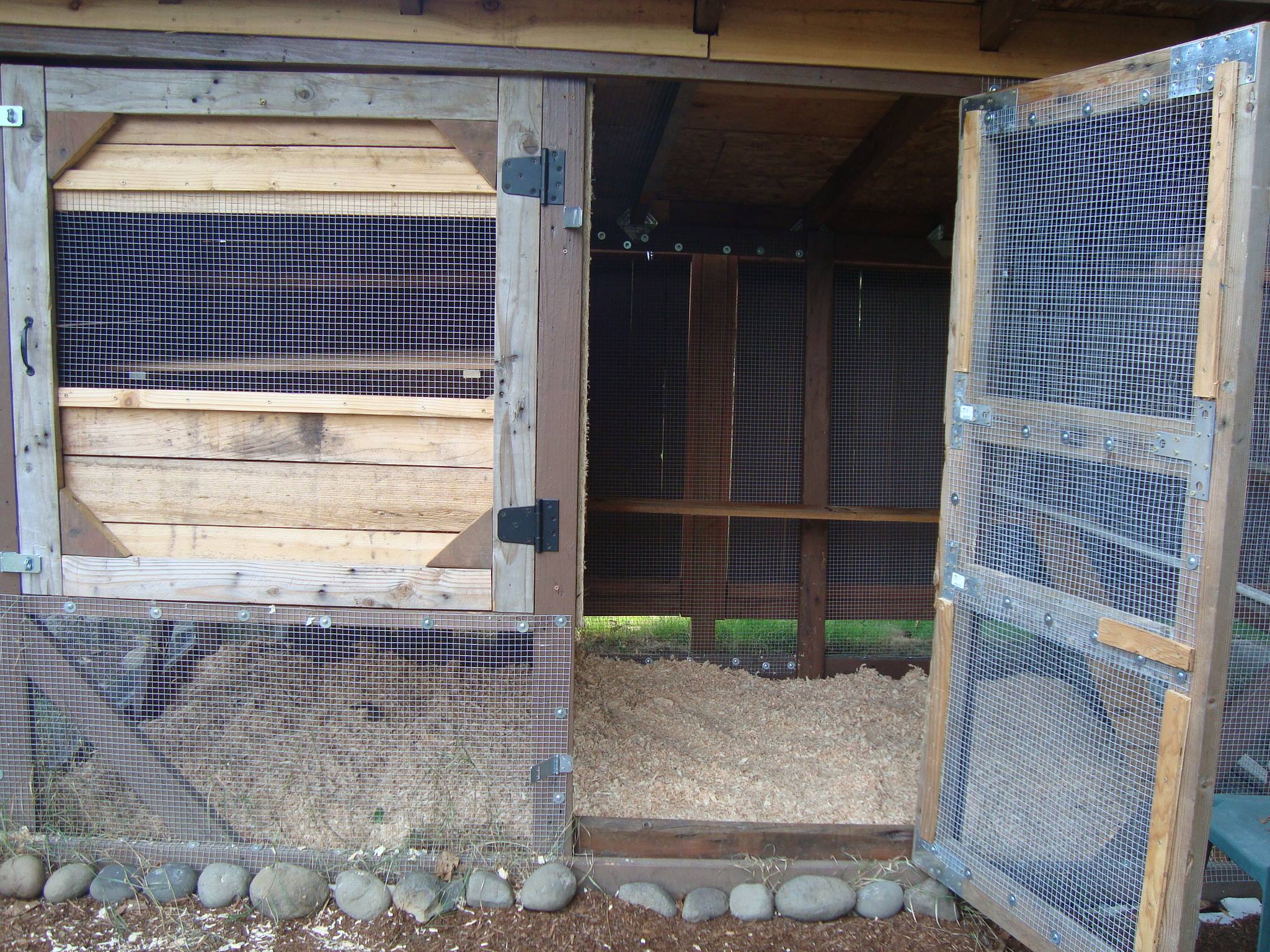 Hen house 5x4 (20 sf) and the run floor is 5x10 (50 sf). The window has its counterpart cut out I just haven't mounted yet. Now that winter is not far away, I'll need to get on to that.