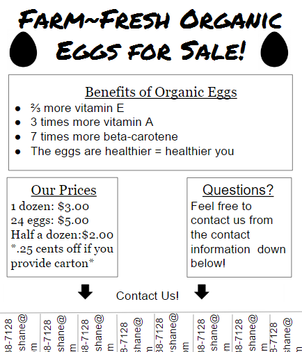 Here is a flyer template for selling your eggs