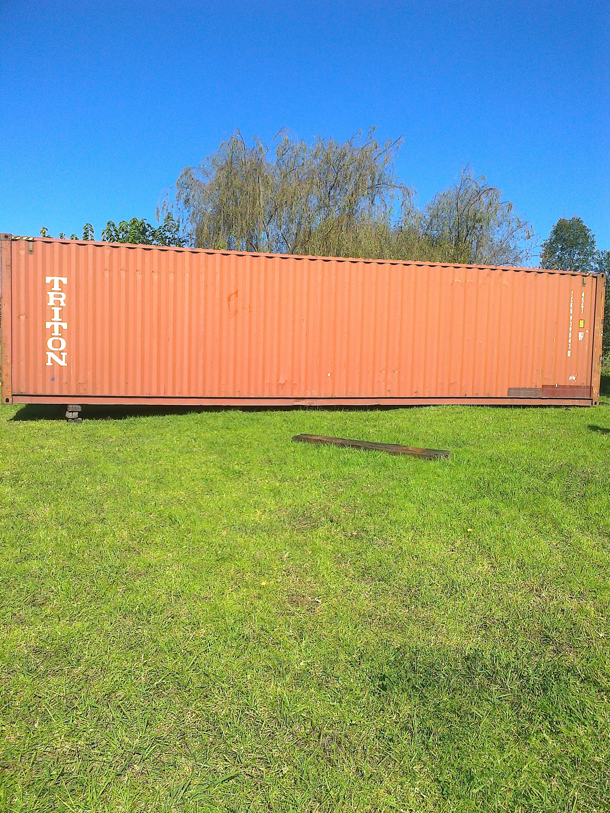 here is my 40 foots shipping container converted into 12 breeders coops . 
just arrived