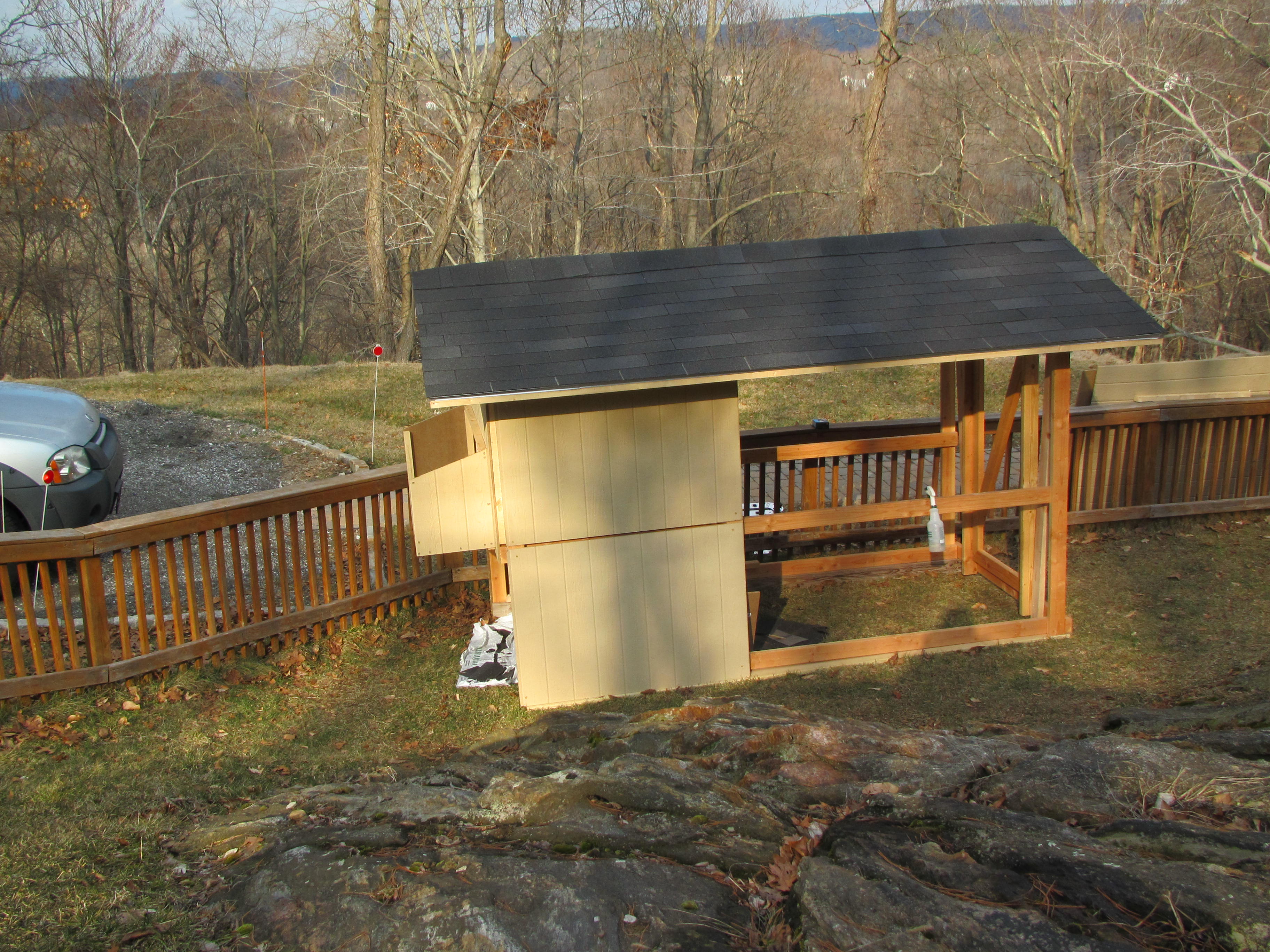 Here is my coop so far, it was originally going to be a tractor but weighed a ton after building the frame.